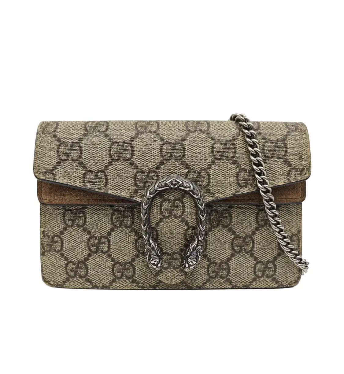 Gucci Dionysus Micro Beige Coated Canvas Monogram Tigerflap Bag Chain Bag Should, Women's
