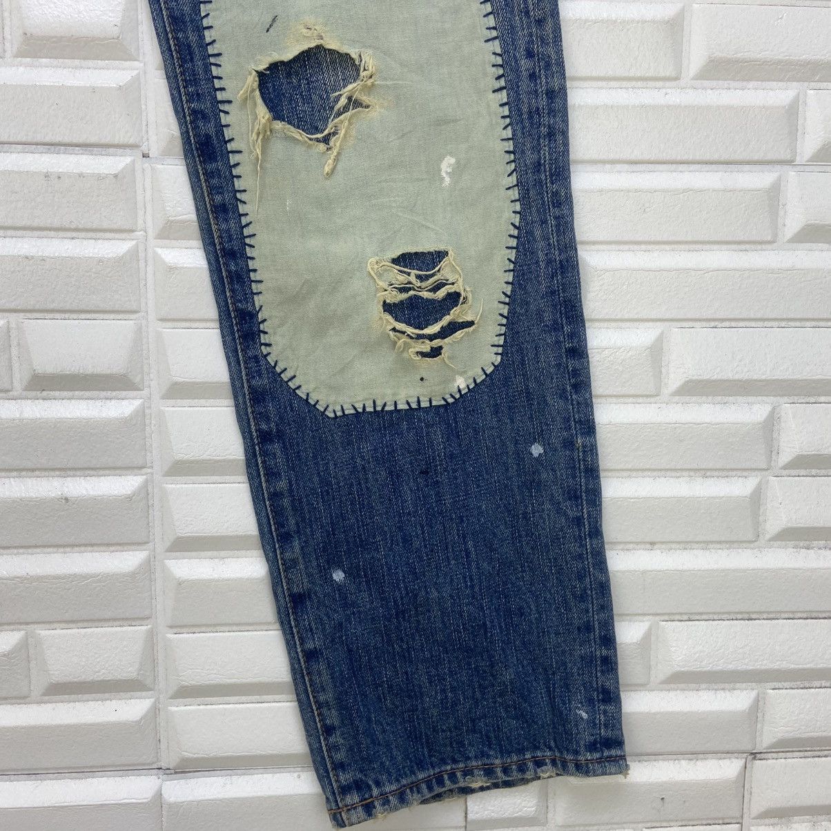 Japanese Brand Bonds & Peace Street Fashion Patchwork Distressed Denim Size US 30 / EU 46 - 7 Thumbnail