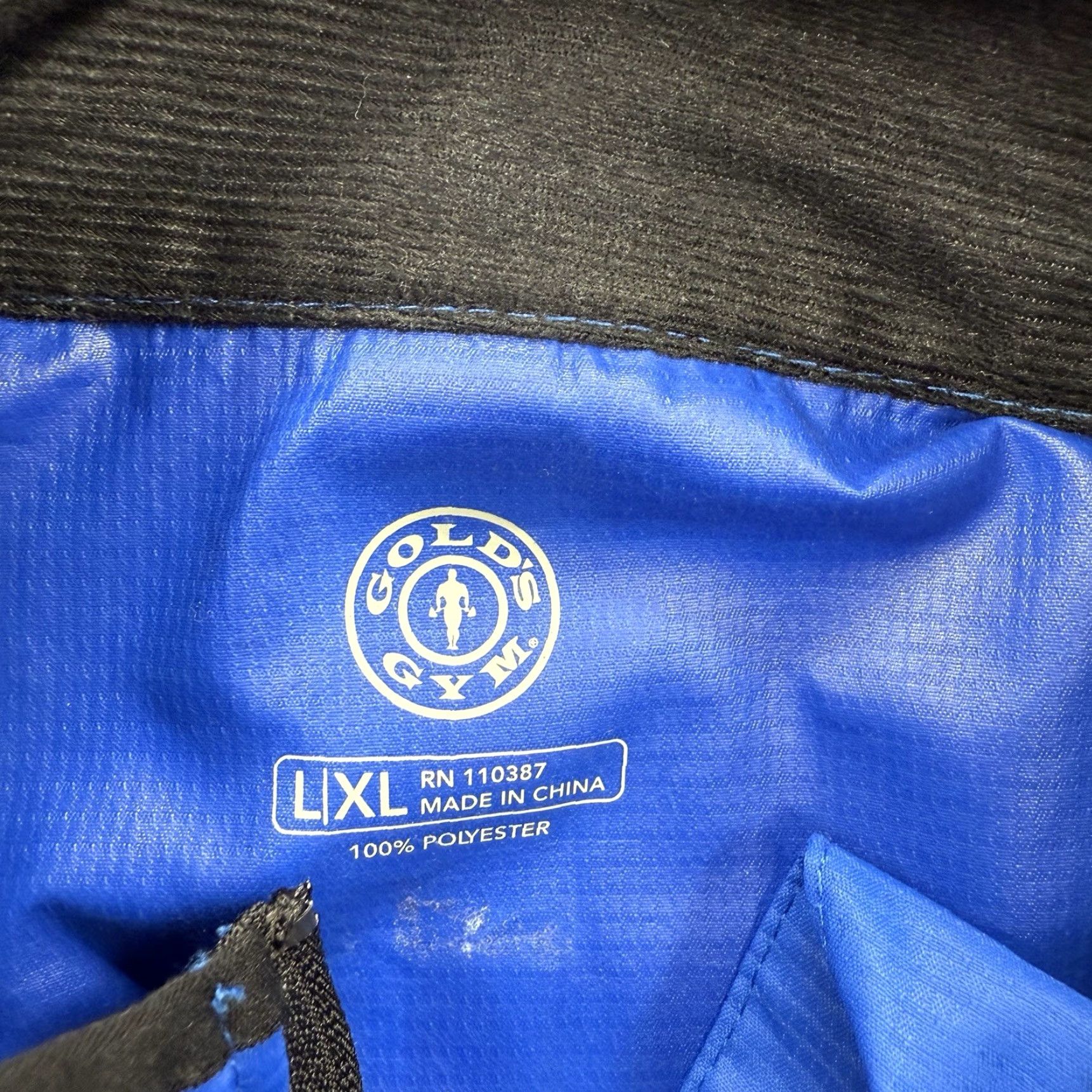 Vintage Gold's Gym Vest Men XL Black Blue Polyester Full Zip Workout Gym Training Vest Men's XL Black Blue Full Zip Size US XL / EU 56 / 4 - 6 Thumbnail