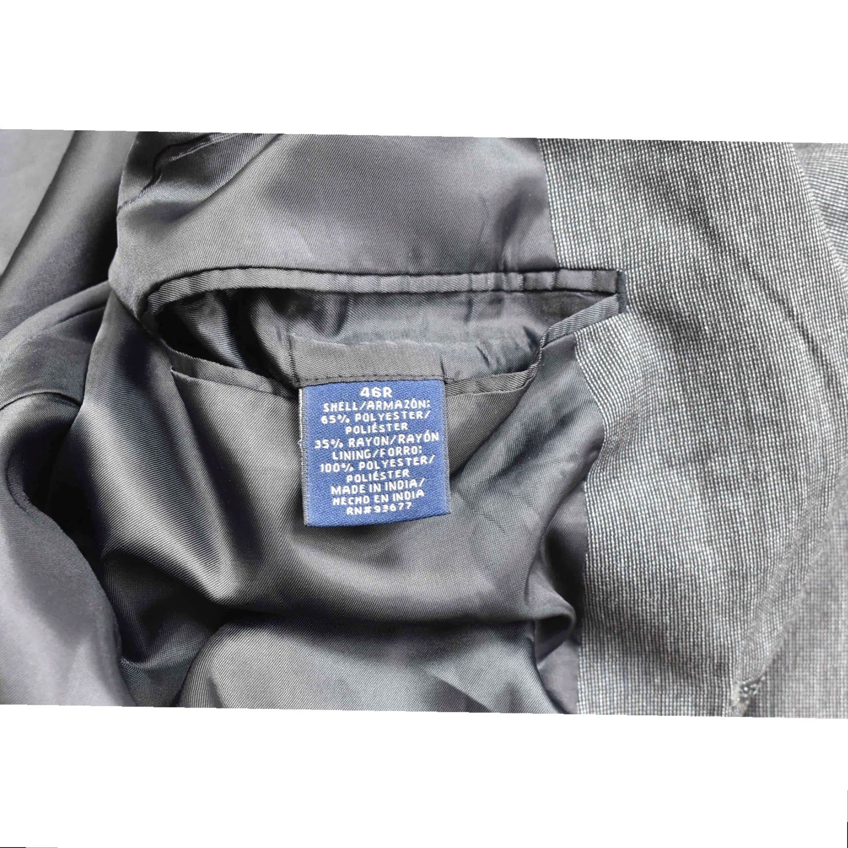Izod IZOD Blazer Gray Striped 2-Button Single-Breasted 46R Wool Polyester Regular Men’s Jacket, 2 Piece, Made in India Size 46R - 7 Thumbnail