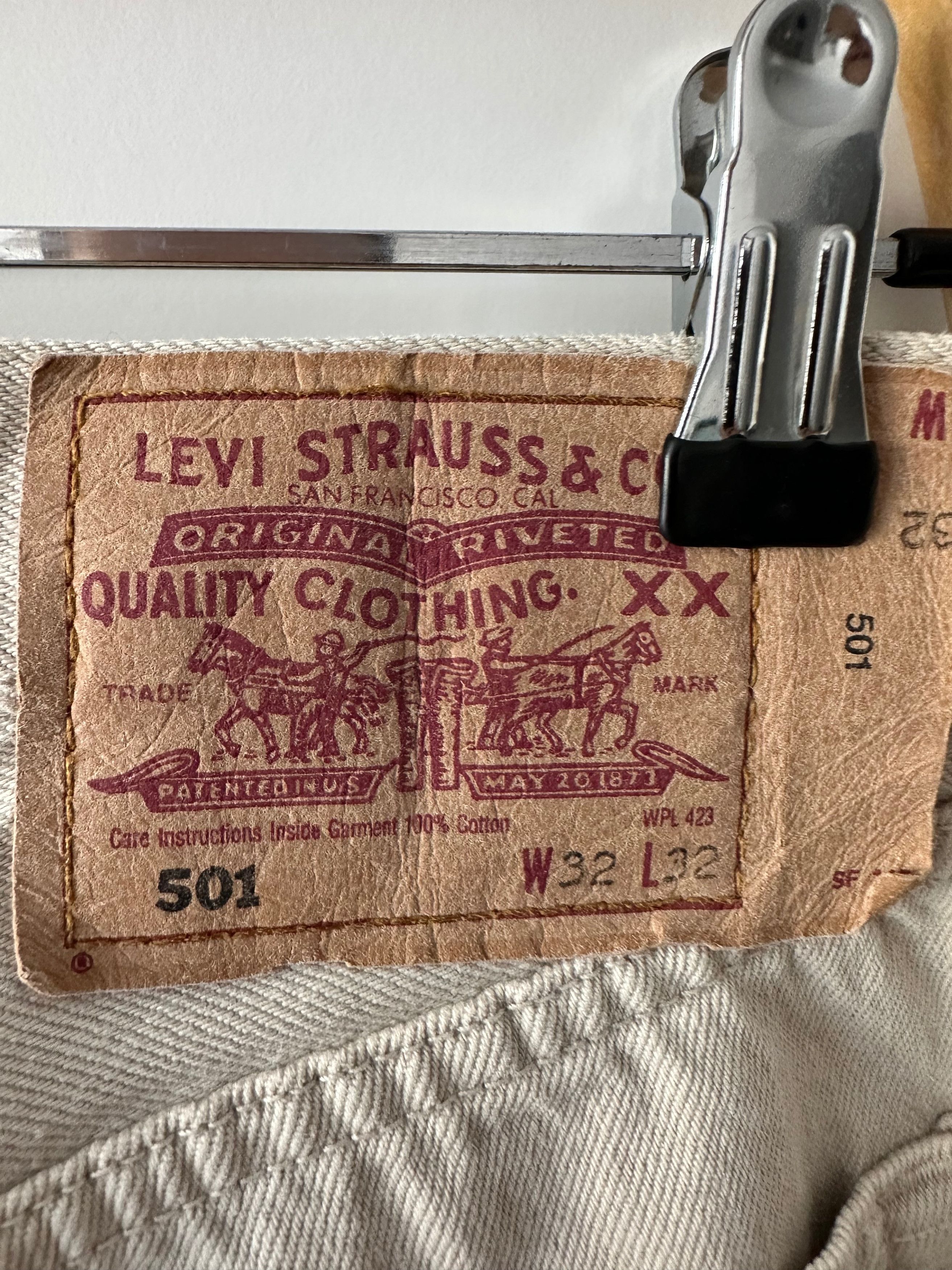 Levi's 90's Levi's 501 Red Rab vintage denim ivory jeans pants Size US 31 - 8 Thumbnail