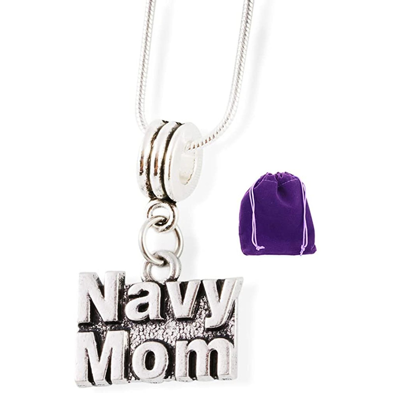 & Other Stories Navy Mom Necklace - Stainless Steel Snake Chain Pendant Size ONE SIZE - 1 Thumbnail