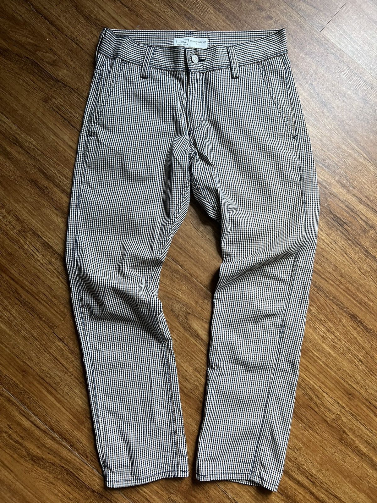Levi's × Levi's Vintage Clothing × Vintage Tan/Navy Plaid Vintage Levi’s Reissue 511 pants white tab Size US 32 / EU 48 - 1 Thumbnail