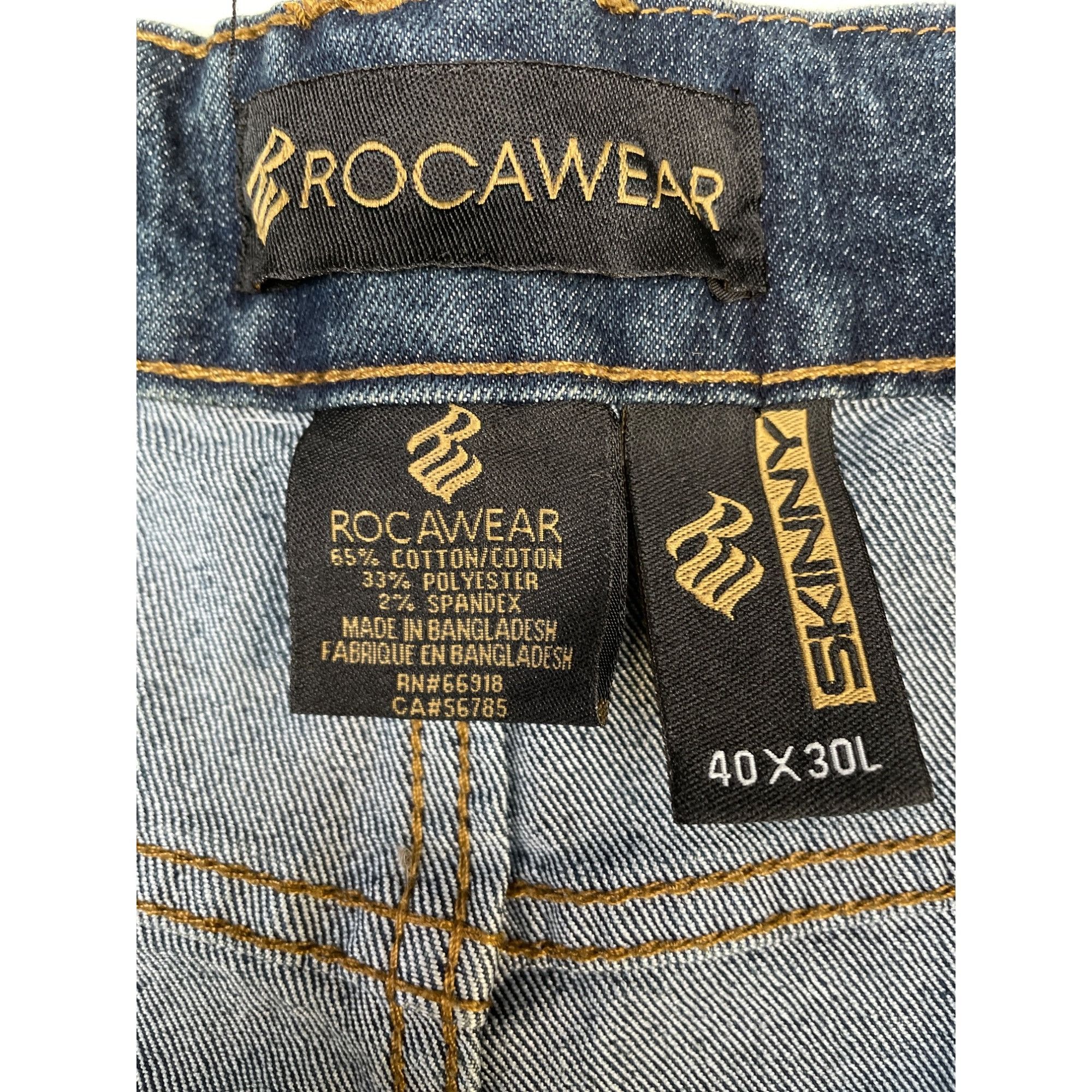 Rocawear Rocawear SKU 496 Mens Blue Distressed Moto Jeans Size 40X30L Size US 37 - 6 Thumbnail
