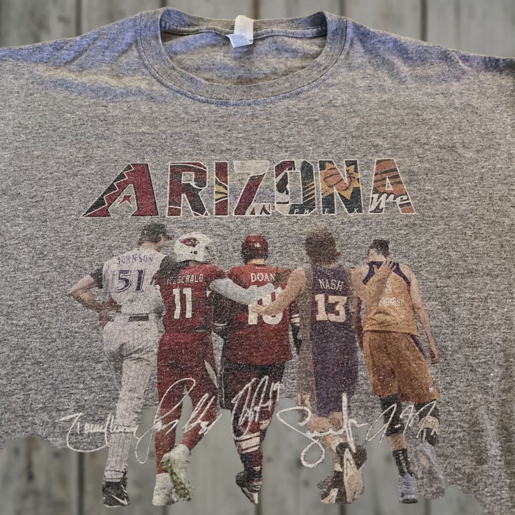 Jerzees Arizona Sports Graphic T Shirt L Gray Nike? (Note: Original title includes players; not adding new information) Size US L / EU 52-54 / 3 - 1 Thumbnail