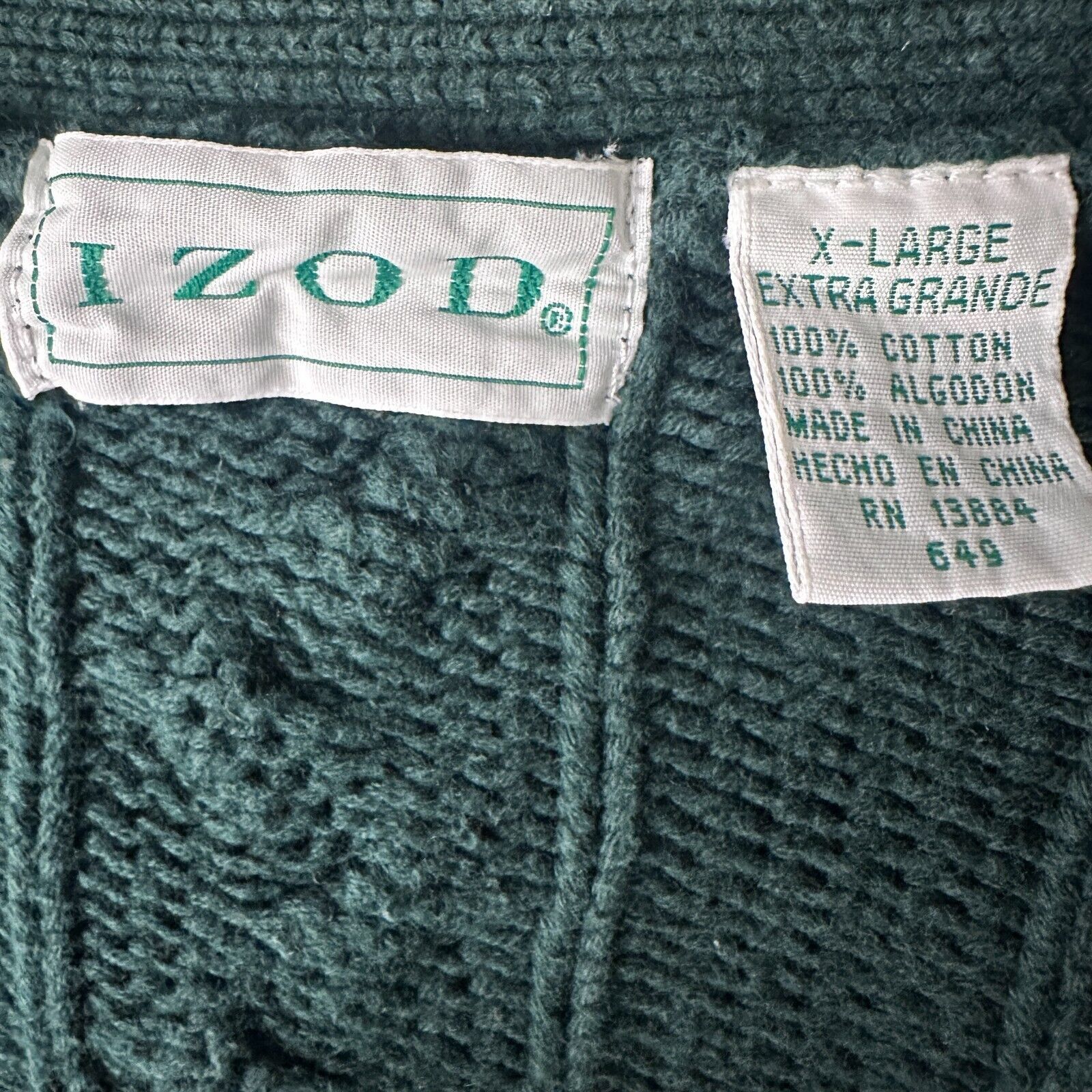 Izod Vintage Izod Cable Knit Cardigan Sweater Mens XL Green Size US XL / EU 56 / 4 - 5 Thumbnail