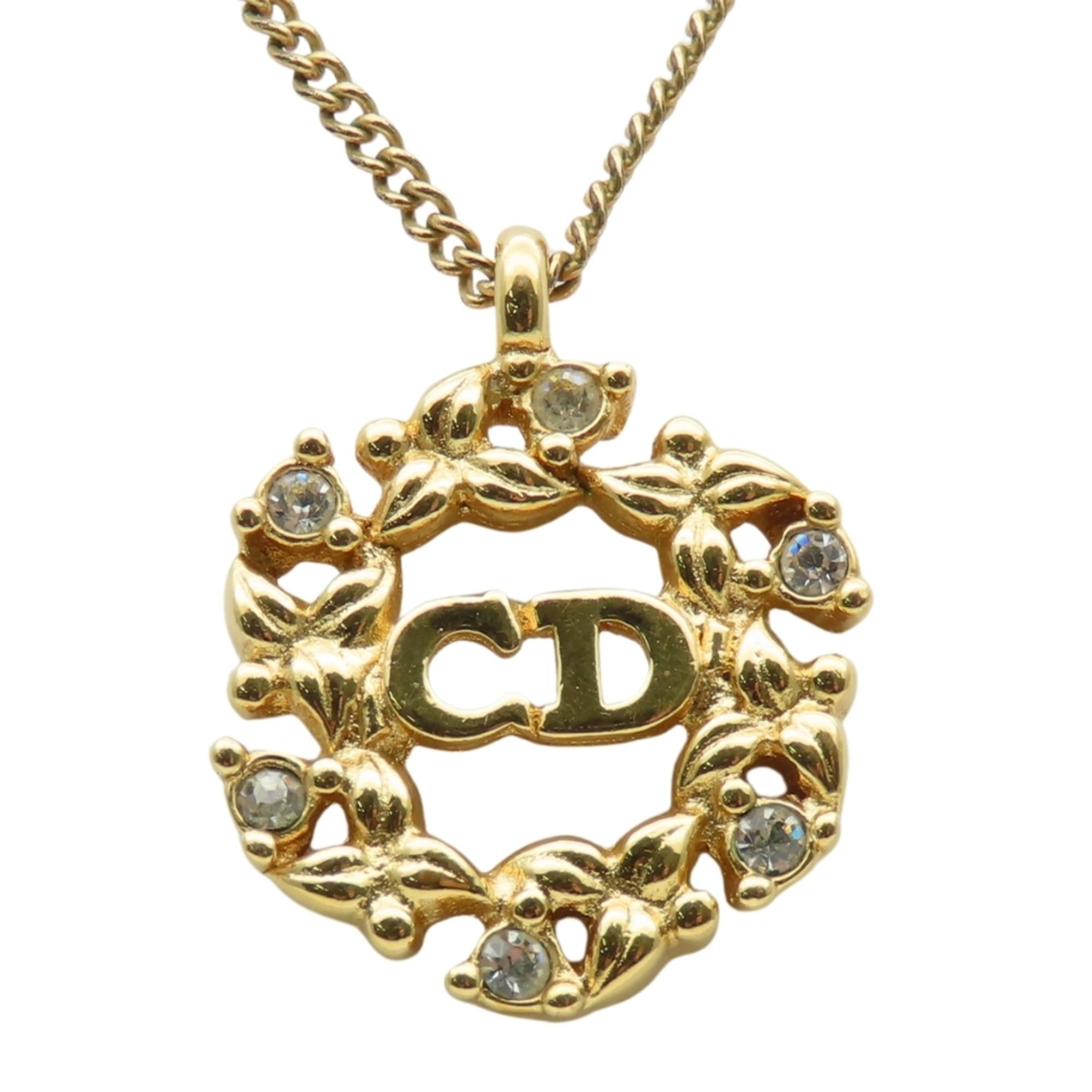 Dior Christian Dior CD logo necklace with metal rhinestones in gold GP plating for women. Size ONE SIZE - 1 Thumbnail