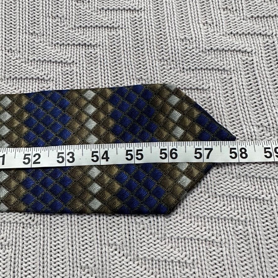 Vintage Vintage Ziggurat blue and green abstract striped silk tie Size ONE SIZE - 4 Thumbnail