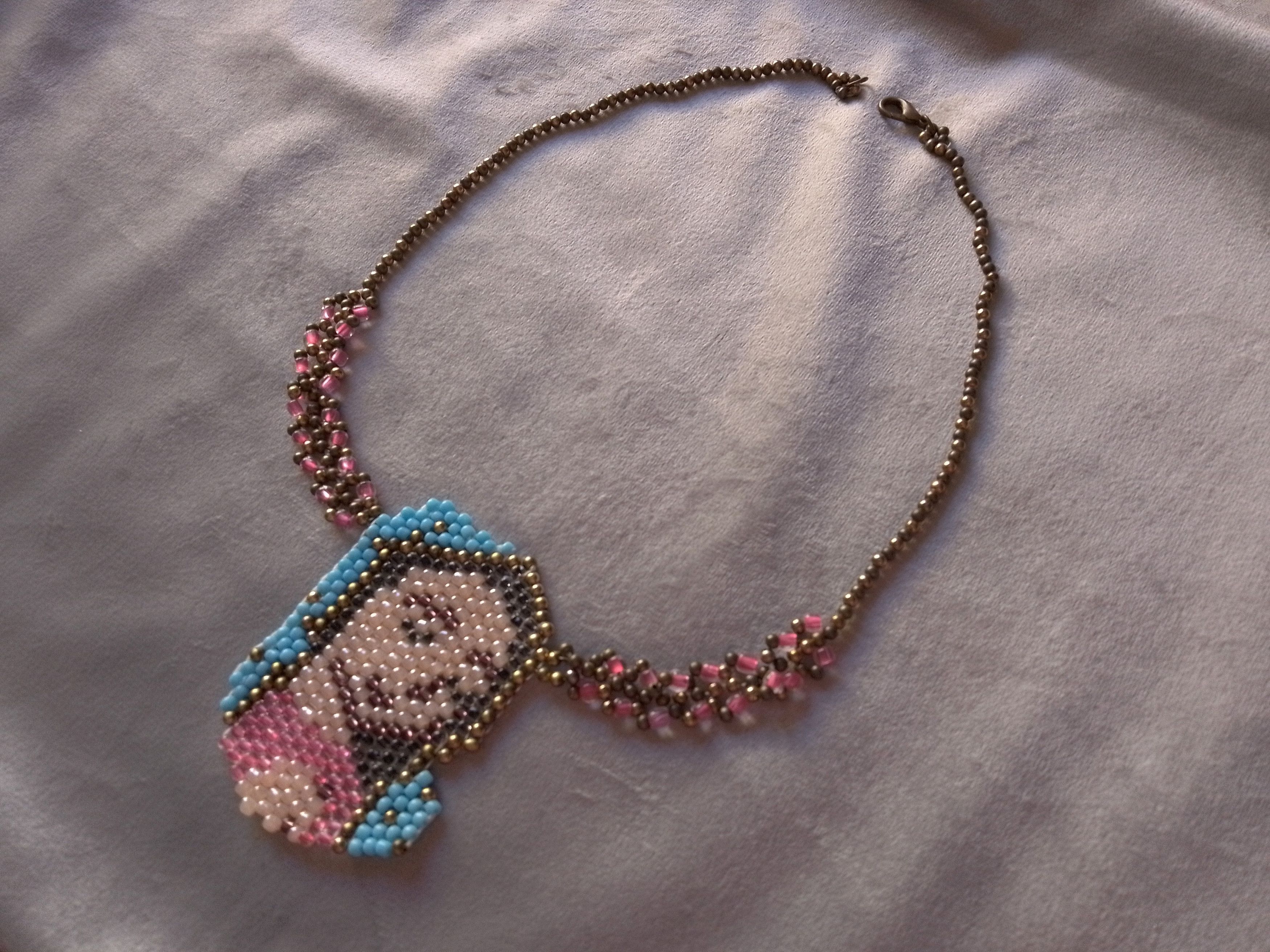 Handmade Necklace Beaded Virgin Mary Guadalupe Christian Jewelry Size ONE SIZE - 2 Thumbnail