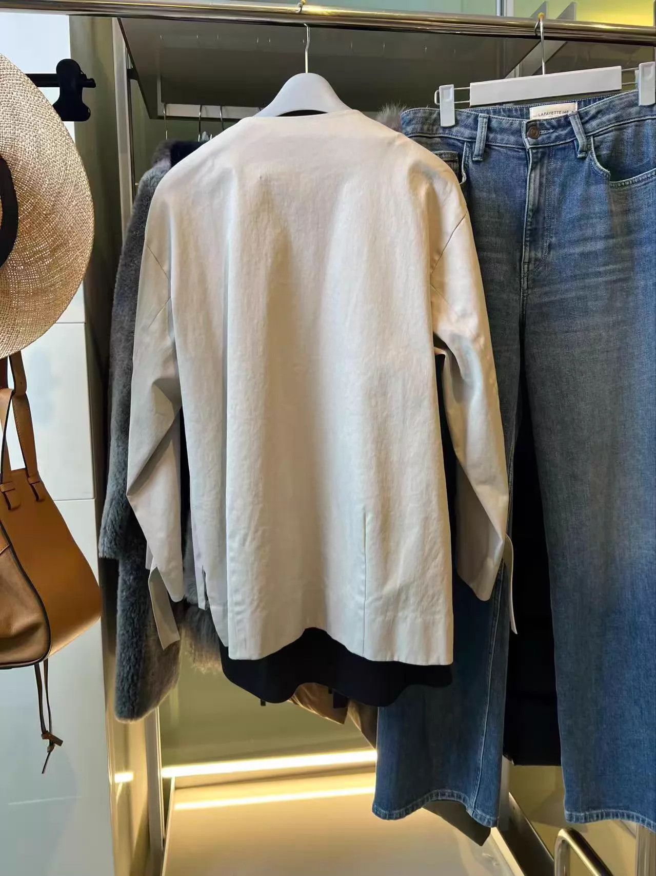 Other MOE Ivory Sheepskin Paneled Oversized Spring/Fall Jacket Size M / US 6-8 / IT 42-44 - 3 Thumbnail