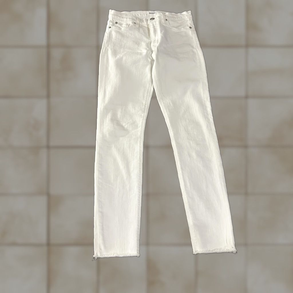 Hudson HUDSON Womens Jeans 27 White High Waist Barbara Super Skinny Ankle Raw Hem Size 27" / US 4 / IT 40 - 1 Thumbnail