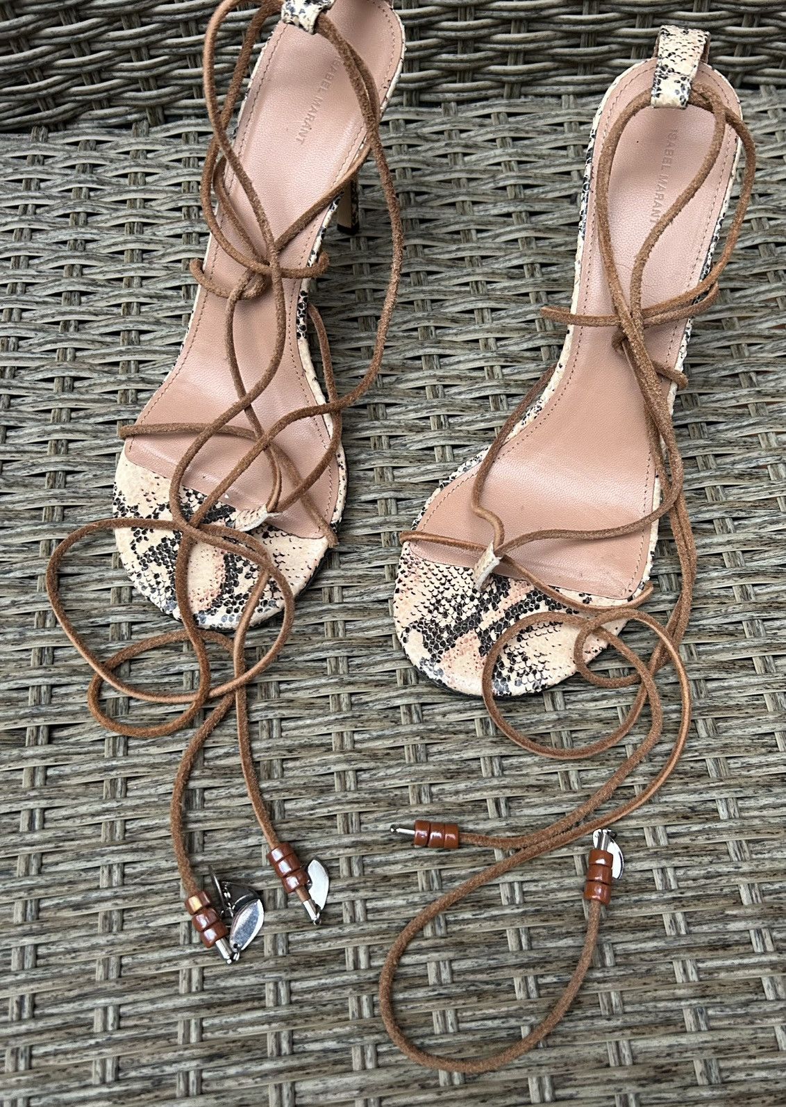 Isabel Marant Isabel Marant Adeia Snake Lace-Up Sandals Strappy Heels Size US 10 / IT 40 - 7 Thumbnail
