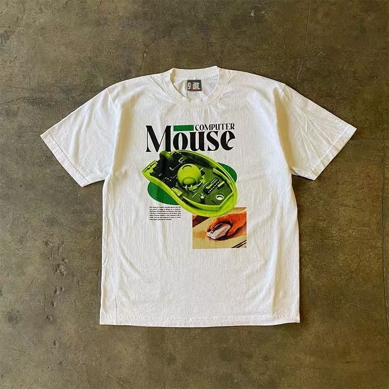 Vintage White washed retro mouse print loose t-shirt Size US M / EU 48-50 / 2 - 1 Thumbnail
