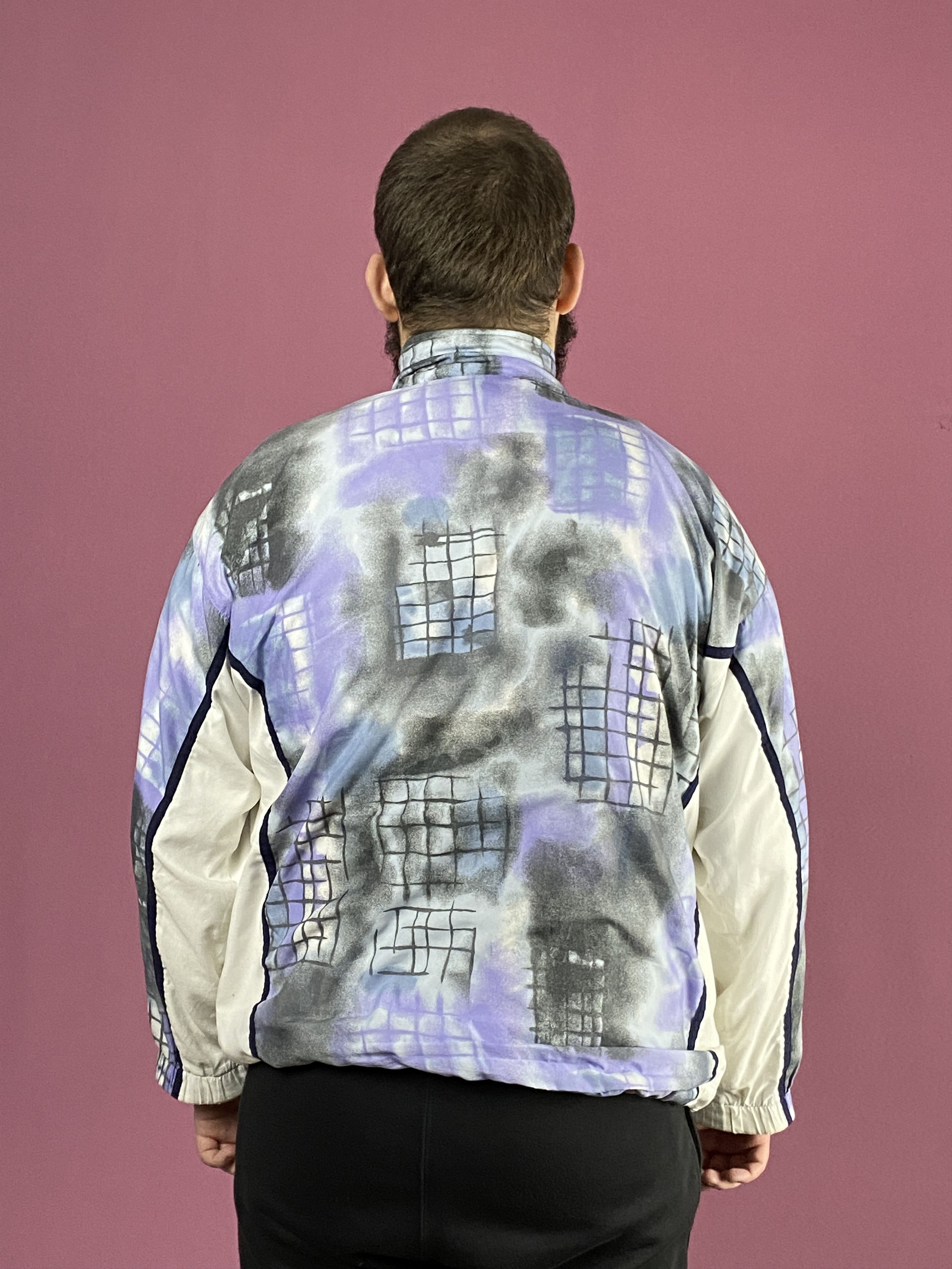 Vintage 90s Vintaeg Men's Abstract Windbreaker Jacket - L Size US L / EU 52-54 / 3 - 3 Thumbnail