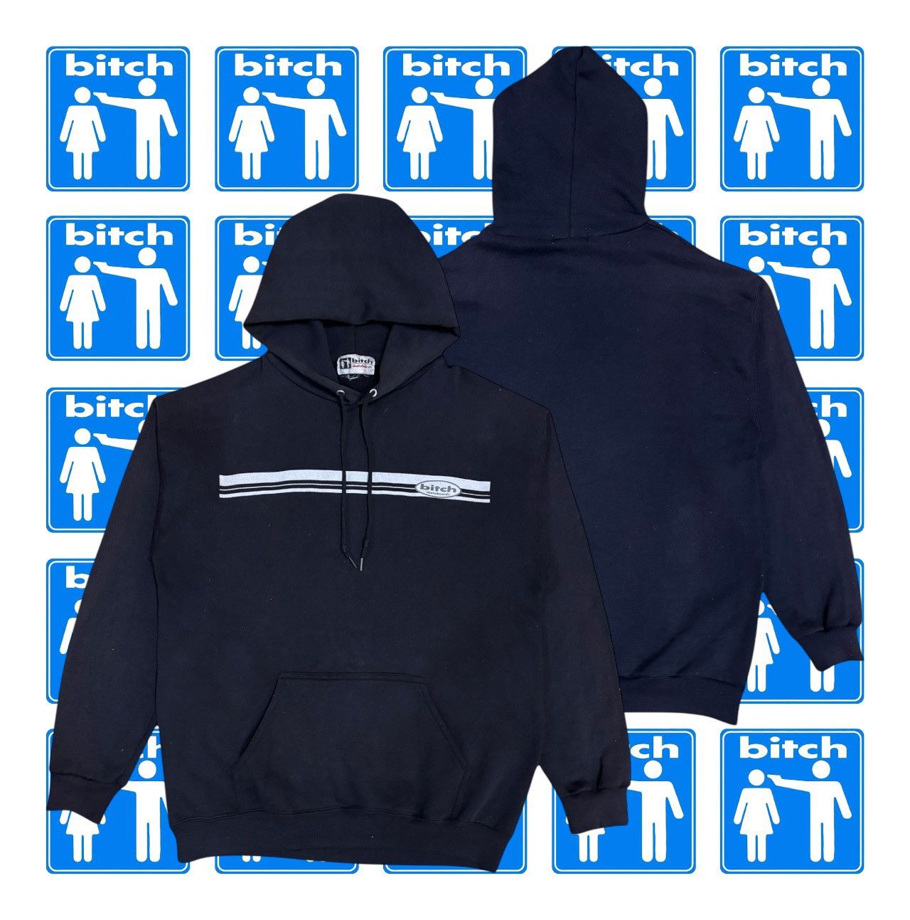 Japanese Brand 90s Vtg Bitch Skateboards Stripe Hoodie Size US M / EU 48-50 / 2 - 2 Thumbnail