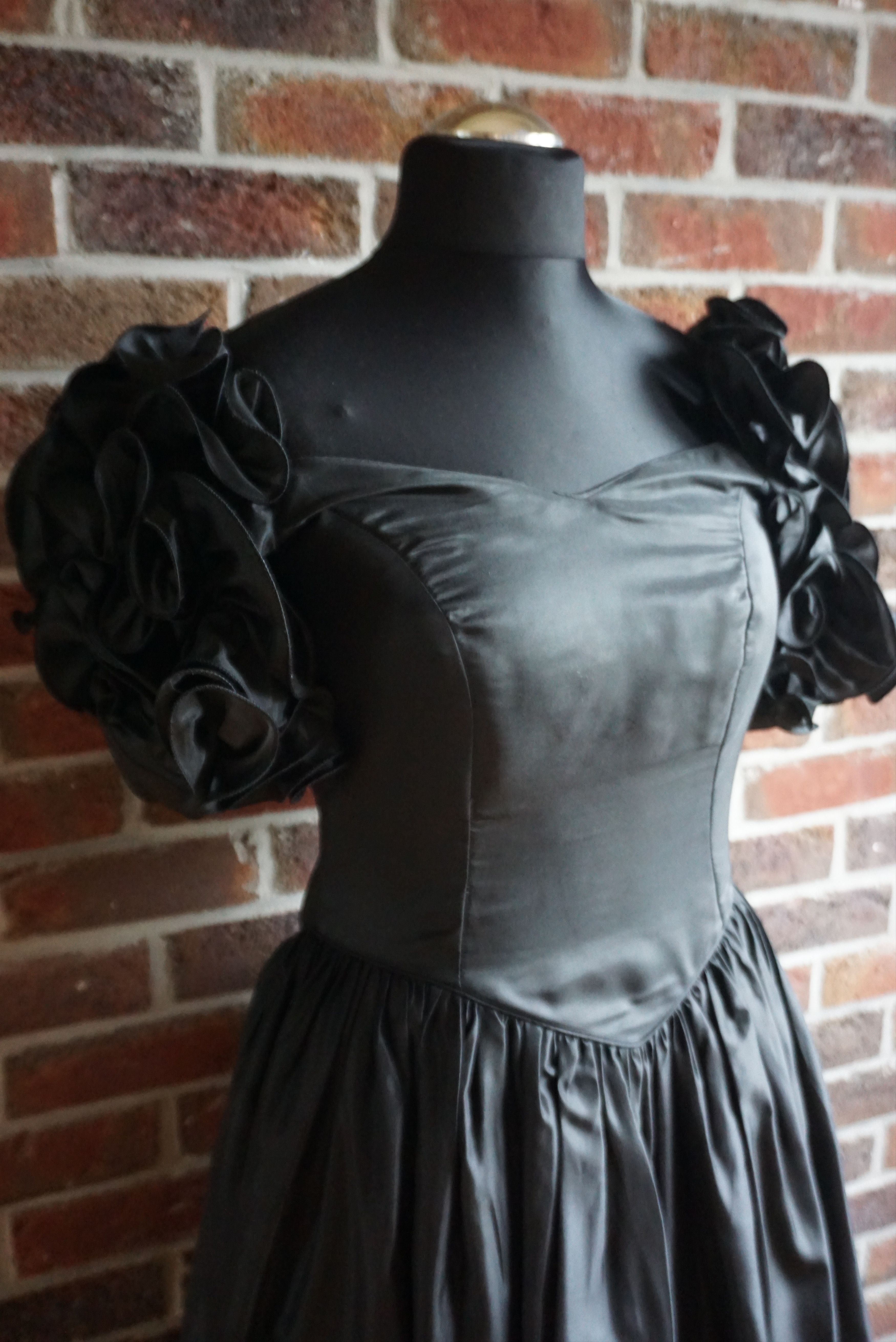 Vintage Vintage Ellis 80s long dress gown puff sleeves bow S Small Size M / US 6-8 / IT 42-44 - 11 Thumbnail