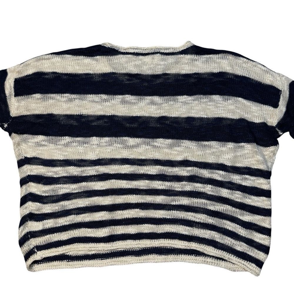 Anthropologie Olive & Oak Ivory Navy Stripes Long Sleeve Crop Sweater Siz Size S / US 4 / IT 40 - 3 Thumbnail