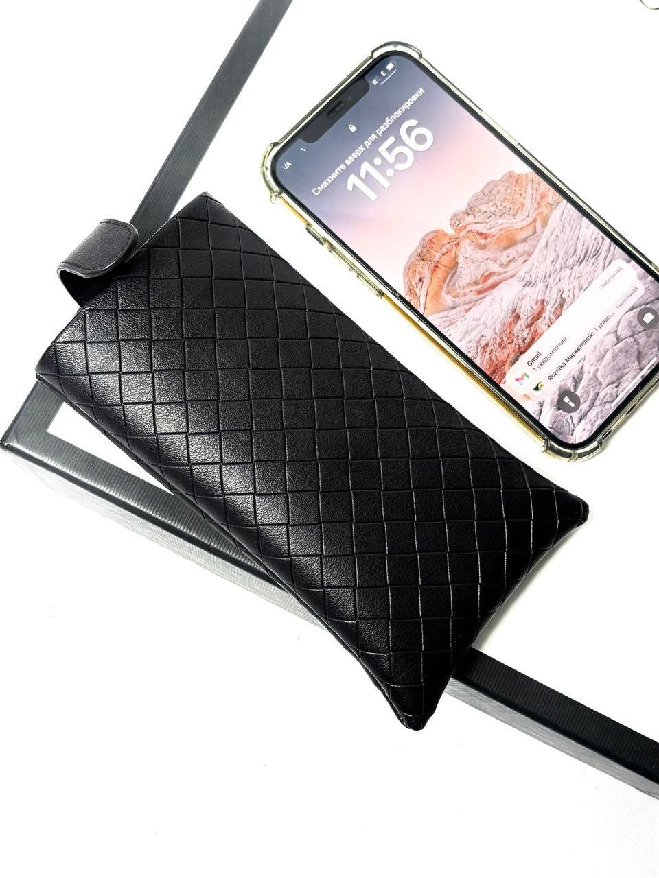 image of Bottega Veneta Leather Case in Black, Men's