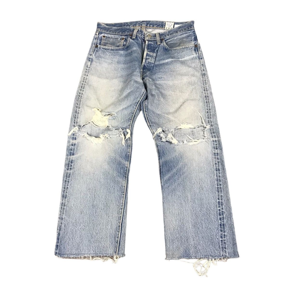 Orslow ORSLOW 2005 DISTRESSED SELVAGE DENIM LIGHT DENIM PANTS Size US 30 / EU 46 - 1 Thumbnail