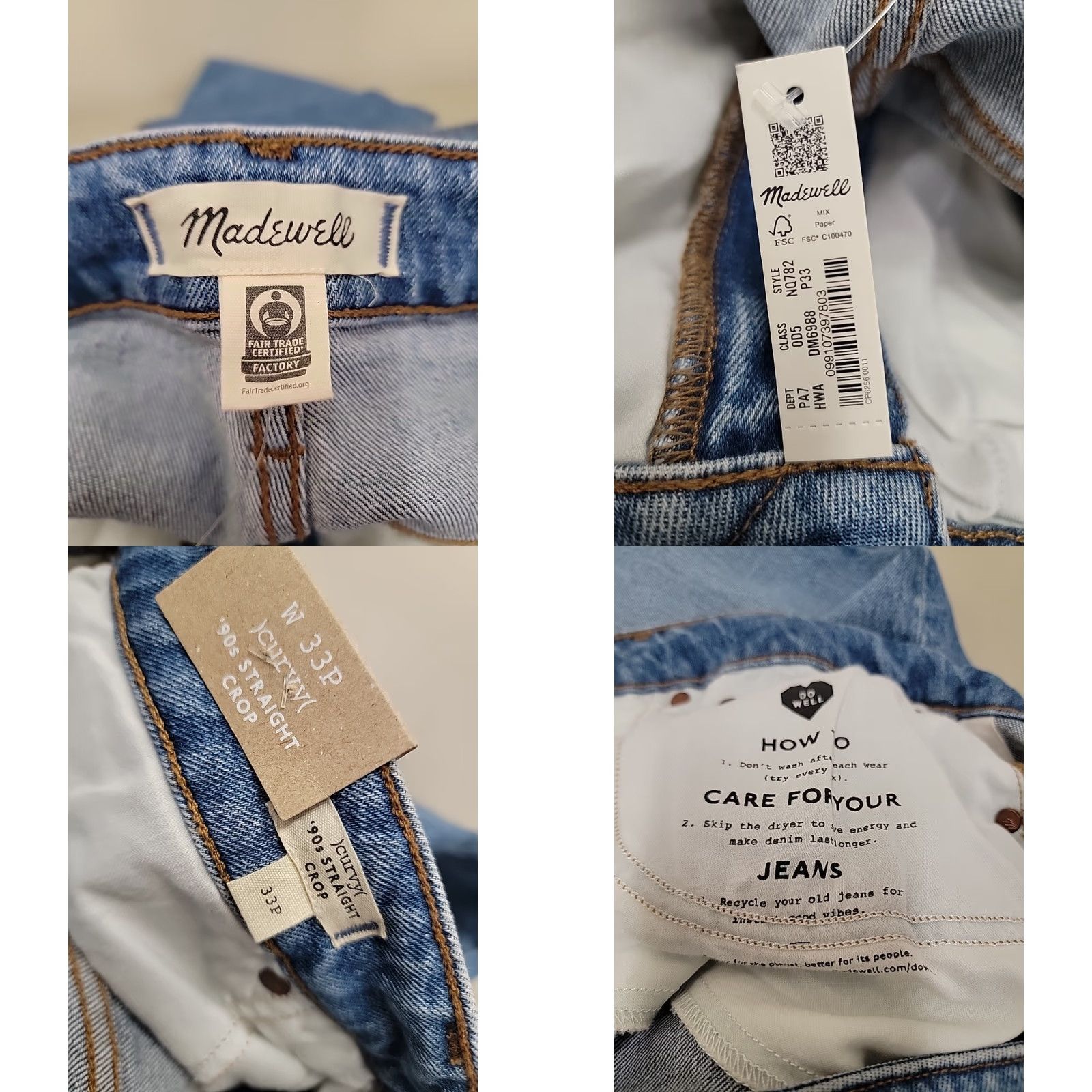 Madewell Madewell Jeans Womens 33P Curvy 90s Straight Crop Pockets Blue Denim Jeans Size 24" / US 00 / IT 34 - 9 Thumbnail