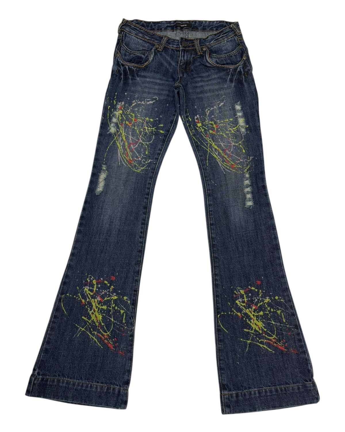 Le Grande Bleu (L.G.B.) Vintage Flared Jeans Japanese Spiral Girl Painter Bootcut Size 26" / US 2 / IT 38 - 1 Thumbnail