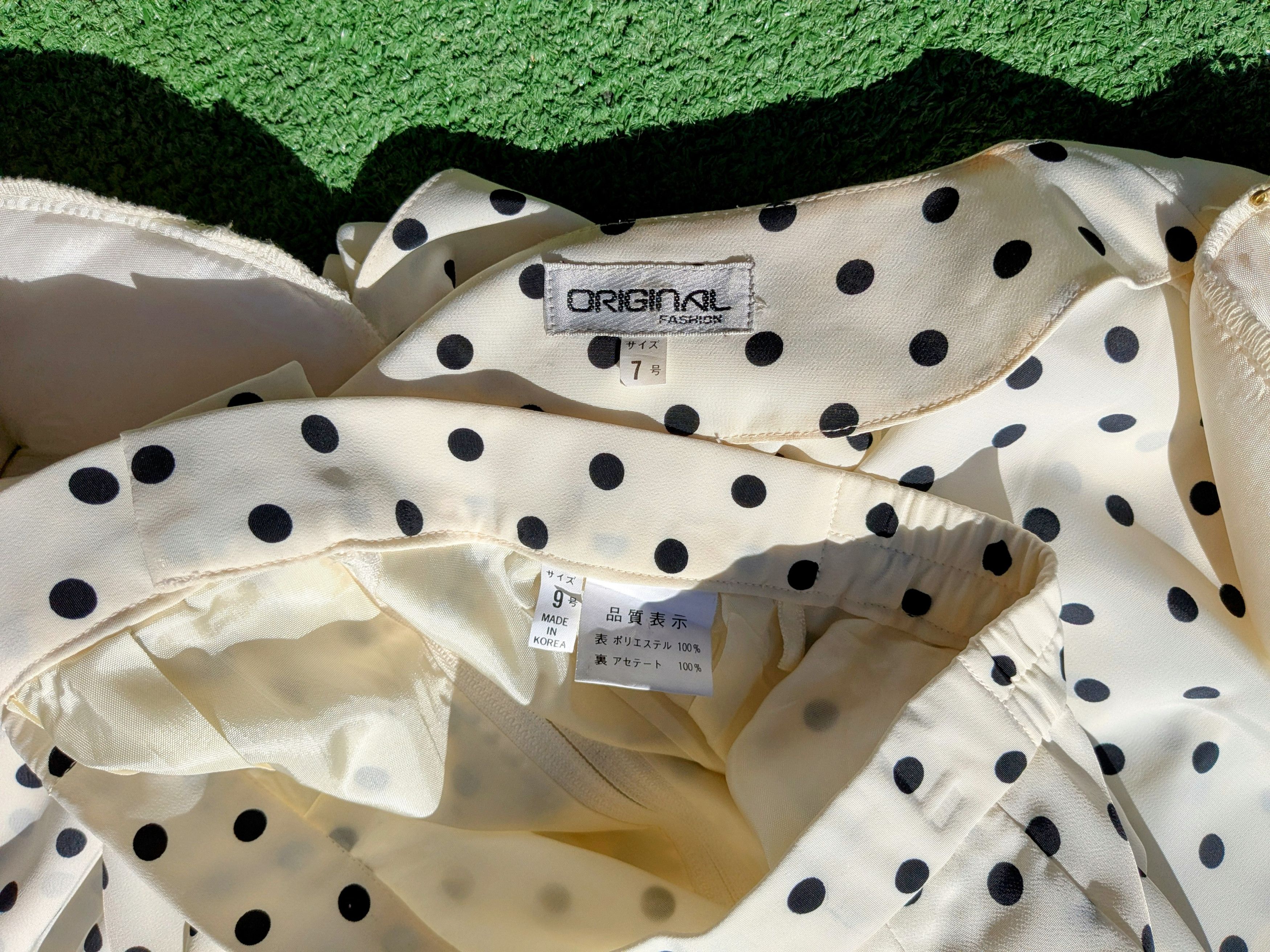 Vintage 1980 Original Fashion Retro Polka Dot 2pc Blouse & Skirt Set Size M / US 6-8 / IT 42-44 - 7 Thumbnail