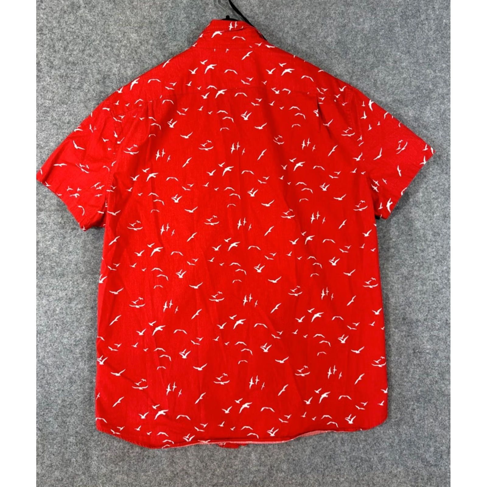 J.Crew VINTAGE J. Crew Slim Button Down Shirt Mens XL Red White Bird Print Flex Washed Stretch Short Sleeve Size US XL / EU 56 / 4 - 7 Thumbnail