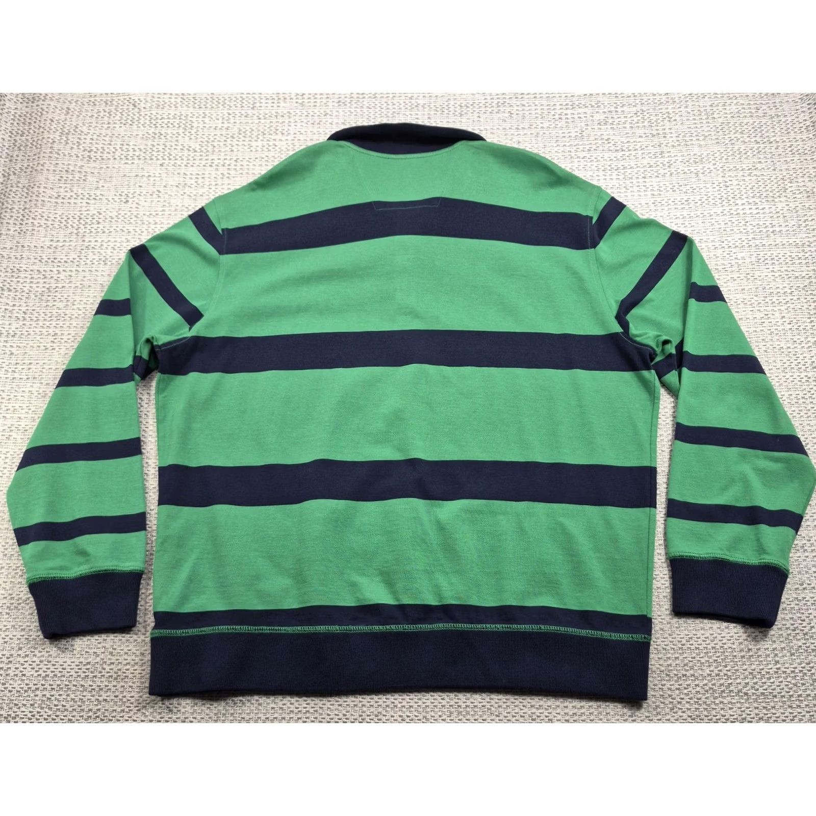 Nautica Nautica Mens 2XL Rugby Polo Sweater Shirt Green Striped 1/4 Zip Collared Size US XXL / EU 58 / 5 - 7 Thumbnail