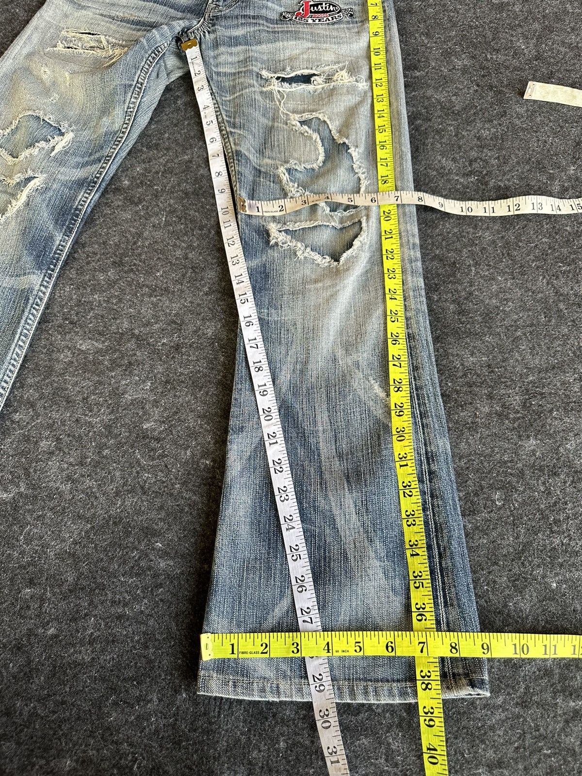 14th Addiction Edwin Blue Trip 5001 Patches Flare Vintage Denim D516 Size US 28 / EU 44 - 11 Thumbnail