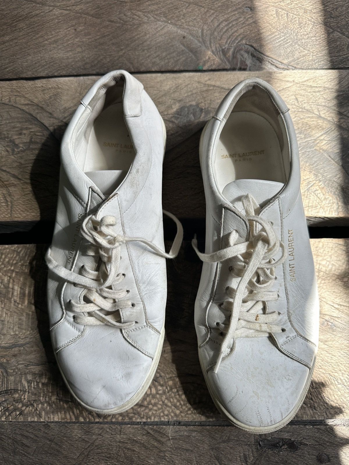 Saint Laurent Paris Saint Laurent Paris Low White Leather Camo Sneakers Rare Size US 8.5 / EU 41-42 - 1 Thumbnail