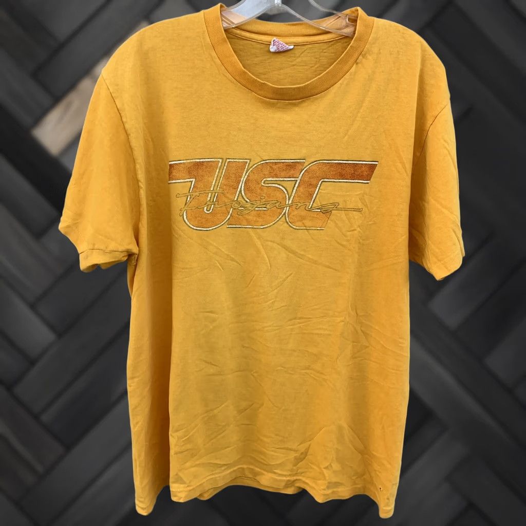 Vintage VINTAGE USC Trojans T Shirt XL Yellow Graphic Tee Mens 70s 80s Collegiate Pacific Cotton Short Sleeve Size US XL / EU 56 / 4 - 1 Thumbnail