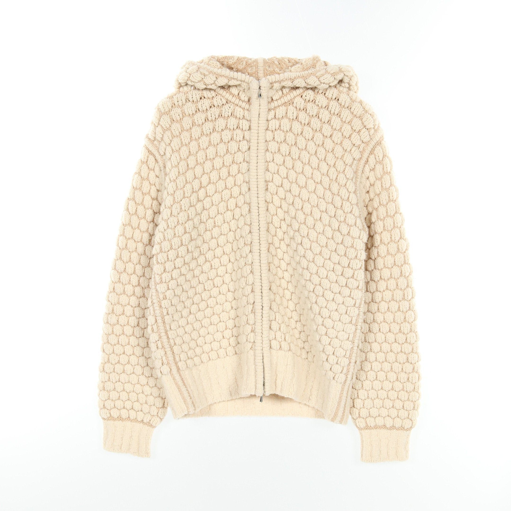 Hermes Hermes Knitted Hoodie Jacket Cashmere Cotton Light Beige Size ONE SIZE - 1 Thumbnail