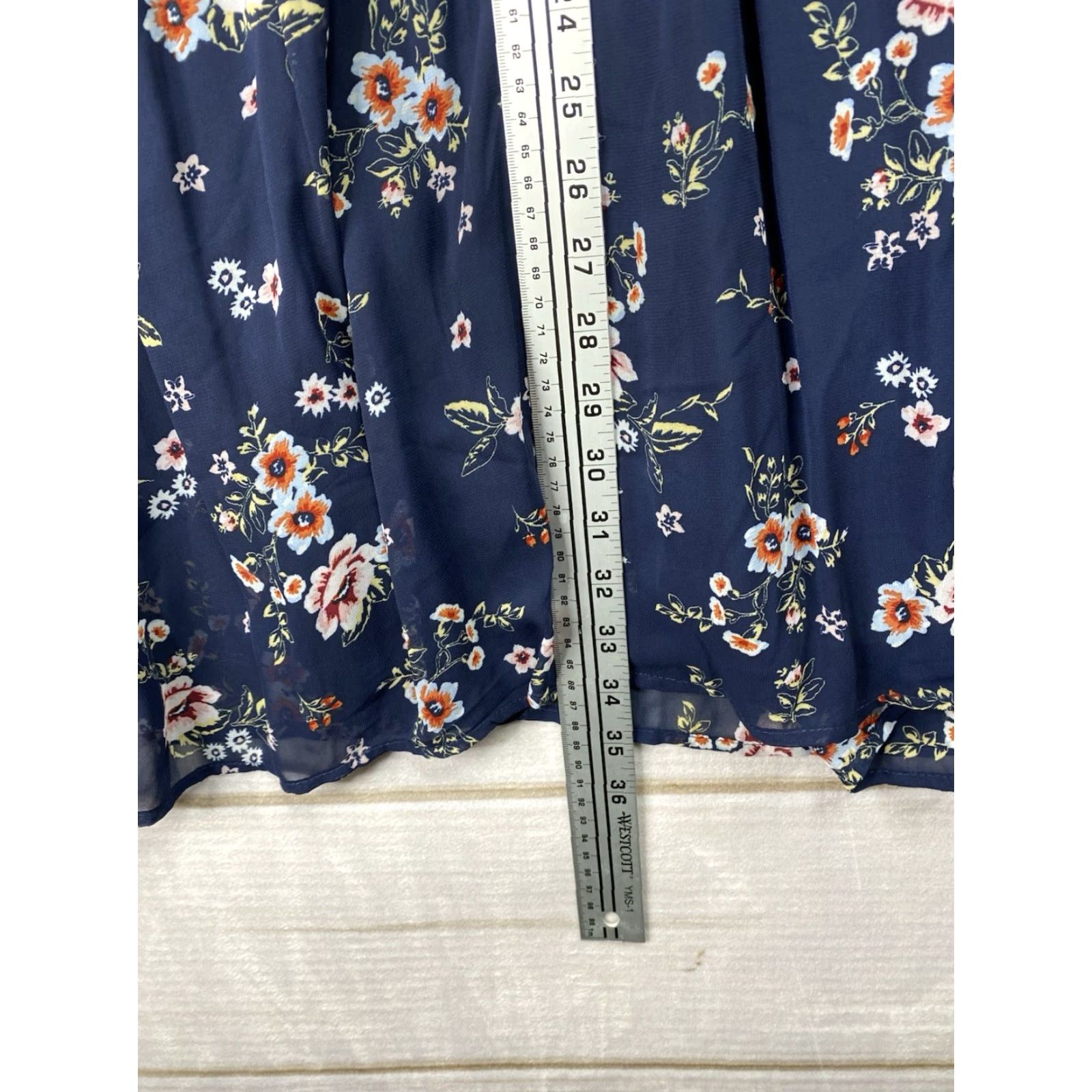 Vintage Time & Tru Dress XL 16/18 Floral Blue Boho Hippie Ruffle Lined Mini Chiffon Polyester Round Neck Balloon Sleeve Pullover Casual Women's Size XL / US 12-14 / IT 48-50 - 6 Thumbnail