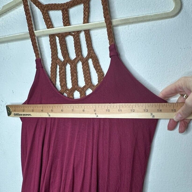 Other Sky Burgundy Scoop Neck Braided Leather Back Strap Dress XS Size XS / US 0-2 / IT 36-38 - 11 Thumbnail