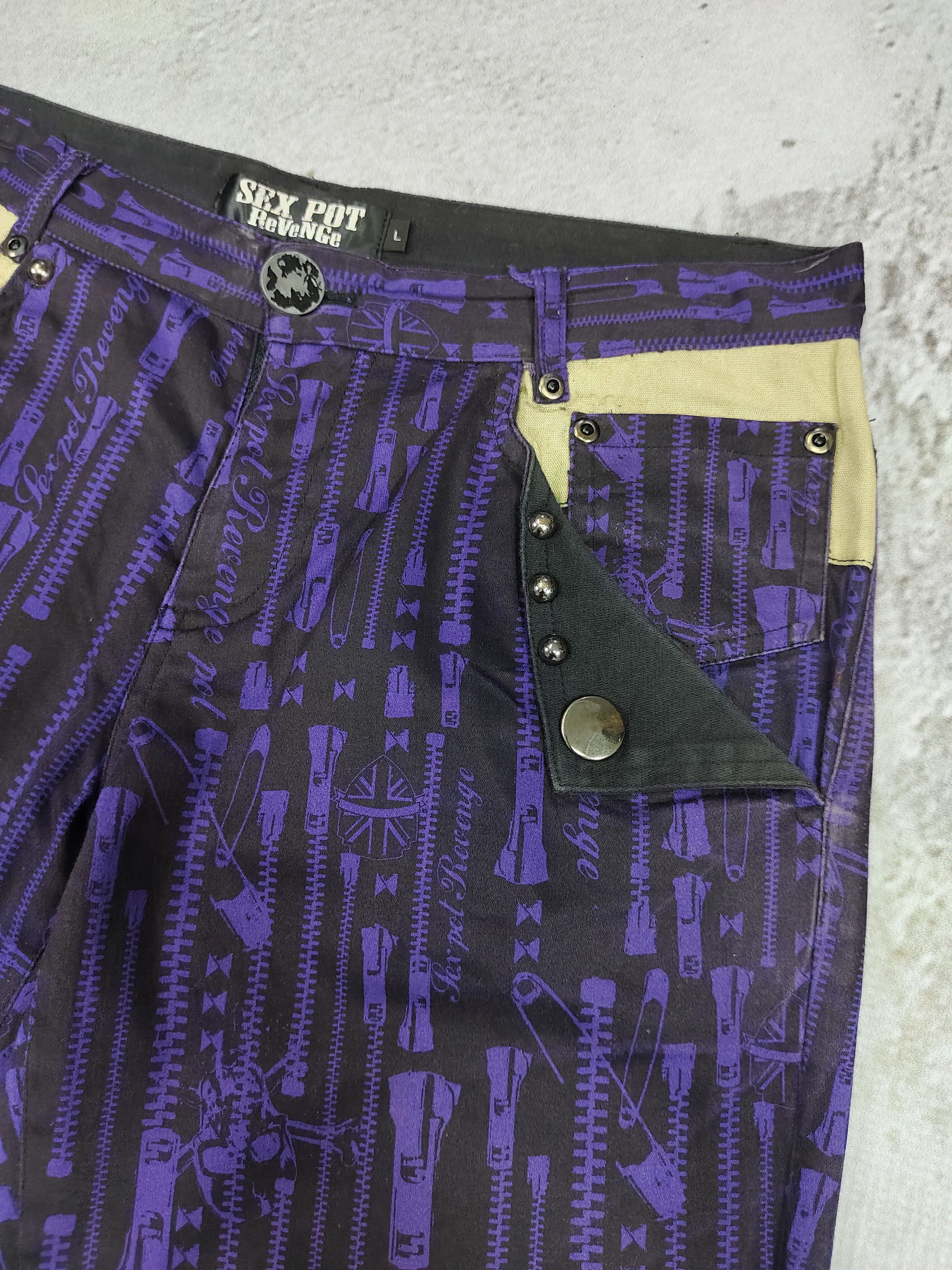 Sex Pot ReVeNGe 00s Sex Pot Revenge🇯🇵Archive Zipper Print Punk Skinny Pant Size US 30 / EU 46 - 3 Thumbnail