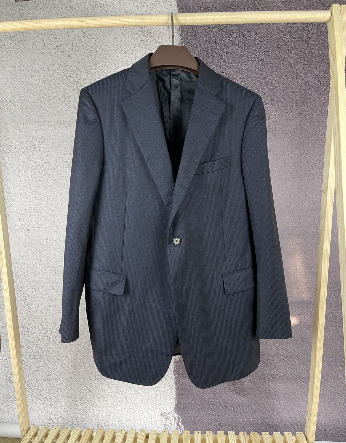 Lanvin 15 faubourg navy striped button blazer sport coat