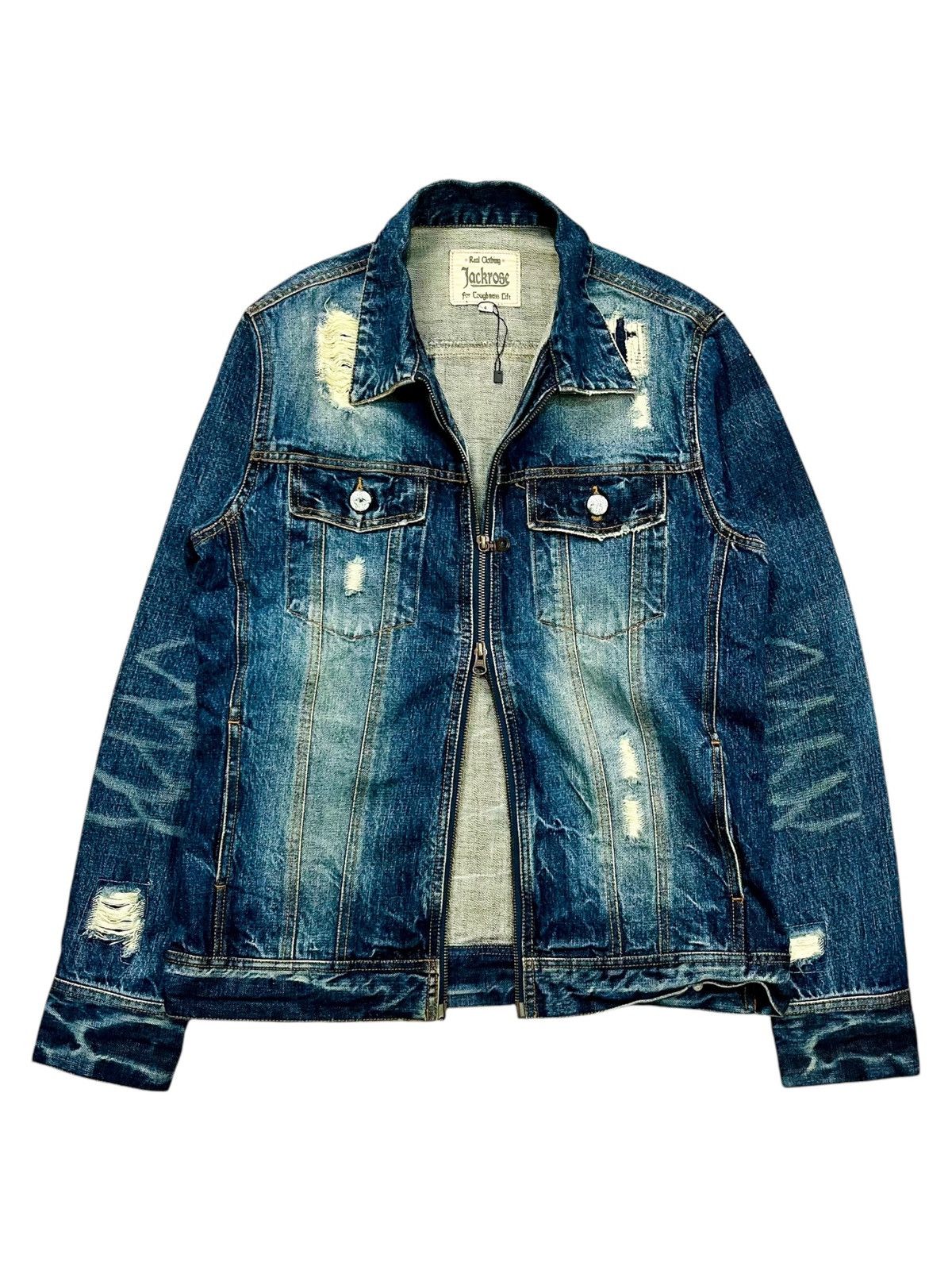If Six Was Nine 2000s Jackrose - Crash Denim Cross Patch Jacket Size US M / EU 48-50 / 2 - 3 Thumbnail