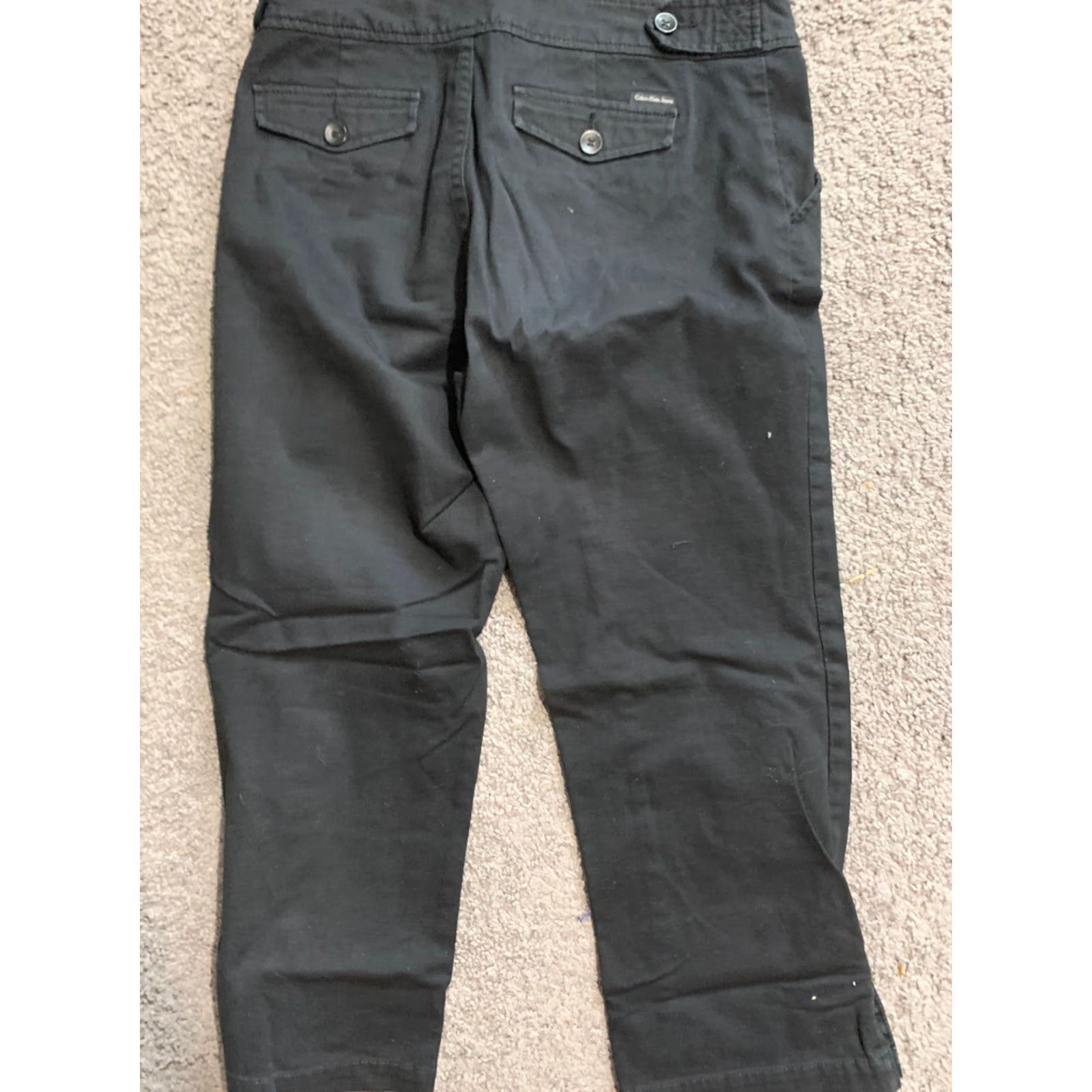 Calvin Klein CALVIN KLEIN Pants Womens 8 Black Straight Capri Mid Rise Pockets Button Twill Business Casual Size 30" / US 8 / IT 44 - 4 Thumbnail