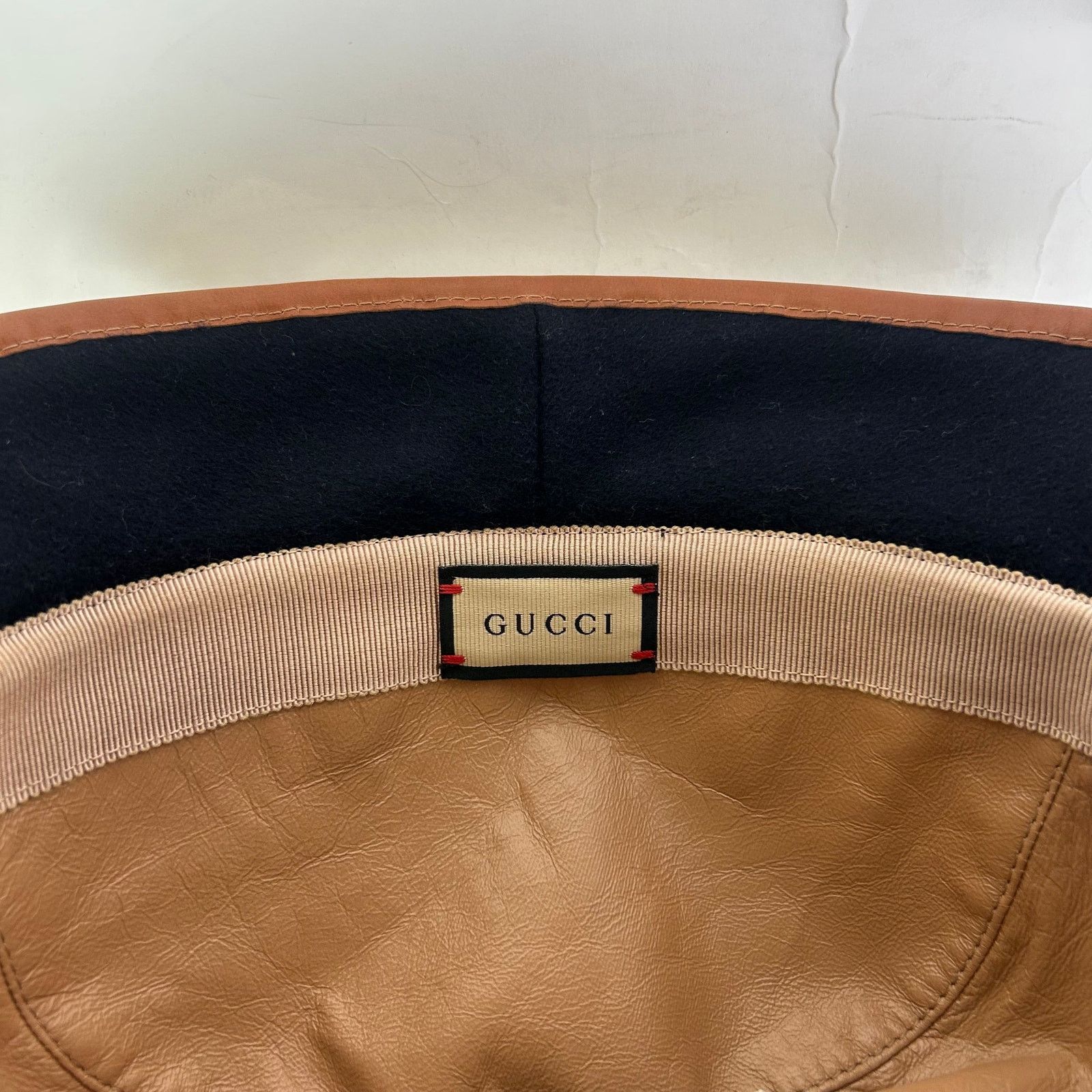 Gucci Gucci Navy/Red GG Supreme Monogram Wool Leather Bucket Hat Size ONE SIZE - 4 Thumbnail