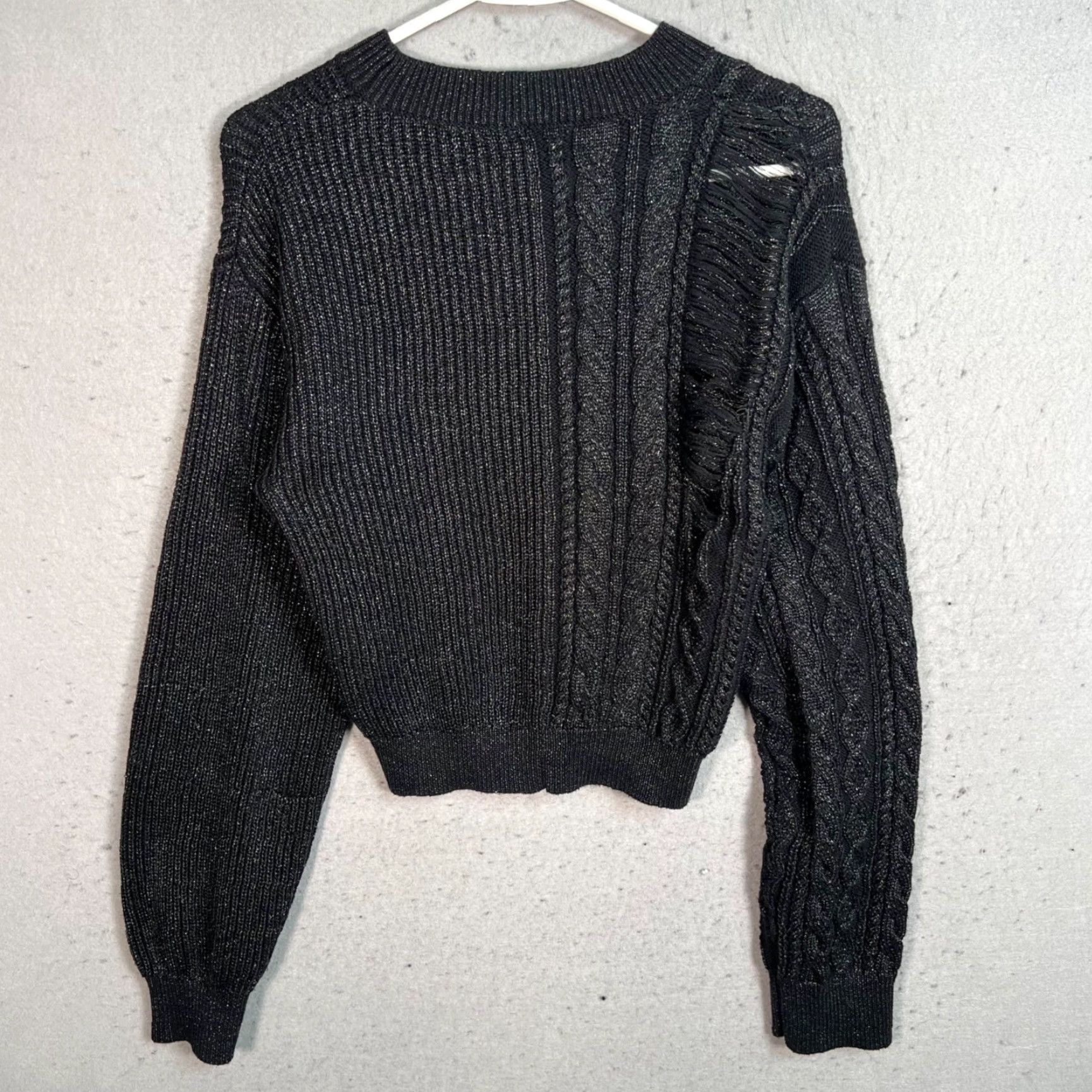 Rta VINTAGE RTA Cable Knit Sweater Black Womens Size Small Pullover Long Sleeve Crew Neck Size S / US 4 / IT 40 - 2 Thumbnail