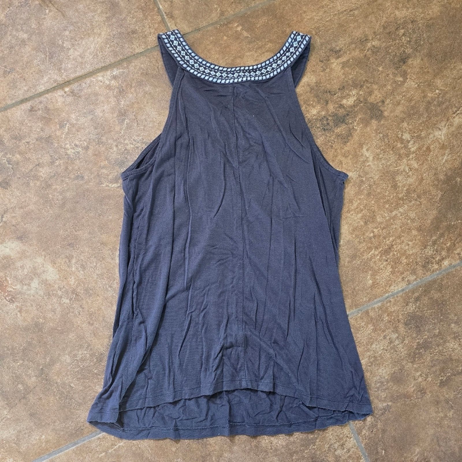Banana Republic Grey Embroidered BR High Neck Tank Size XS / US 0-2 / IT 36-38 - 2 Thumbnail
