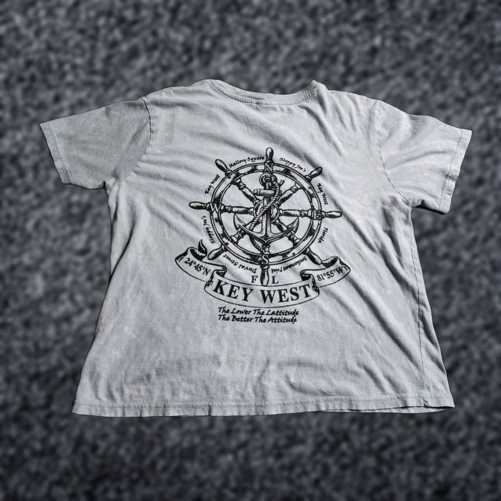 Vintage US Vintage Women's Key West Florida Travel T-Shirt M Blue Double Sided Ship Wheel Formula One Size M / US 6-8 / IT 42-44 - 1 Thumbnail