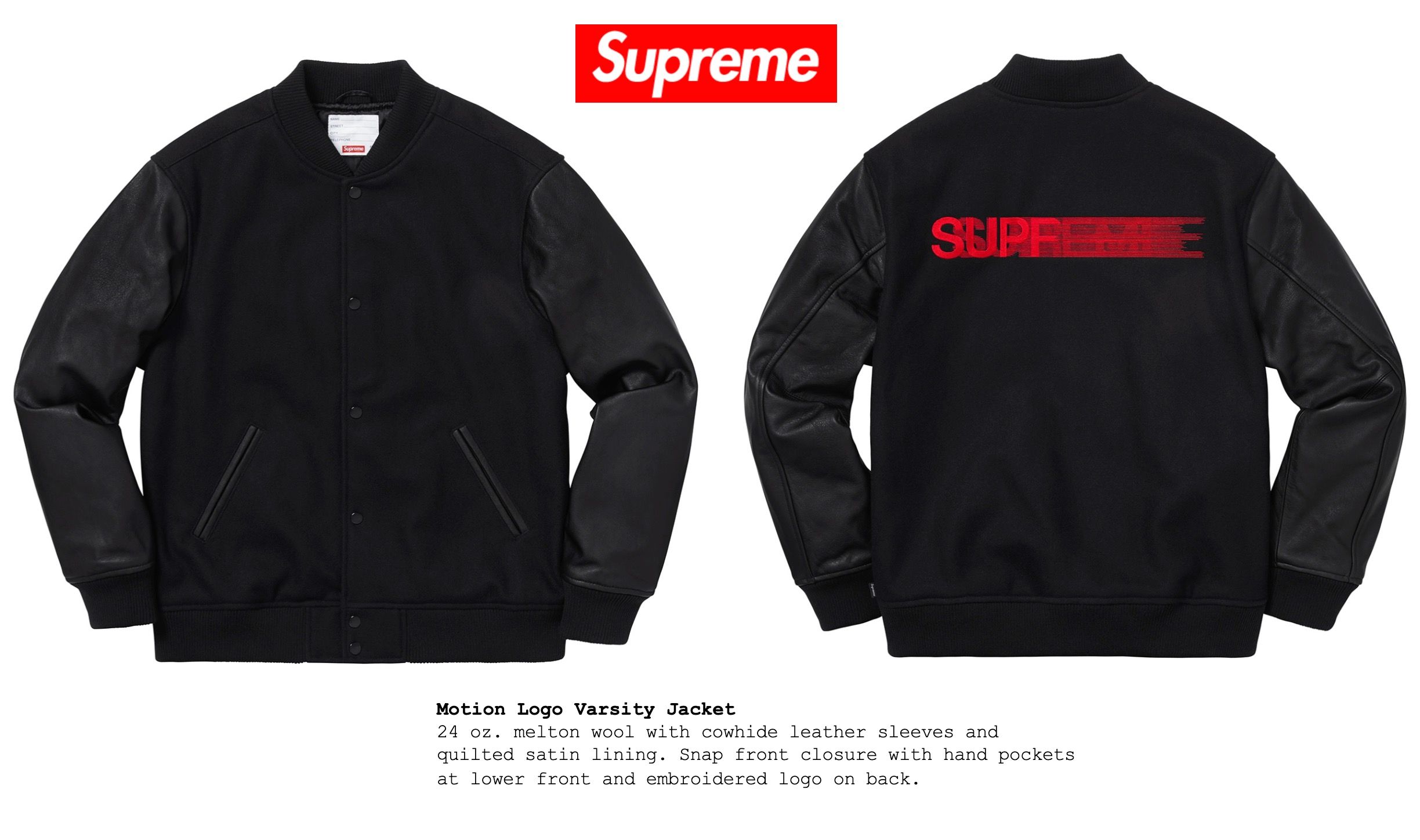Supreme Supreme Motion Logo Varsity Jacket | Grailed