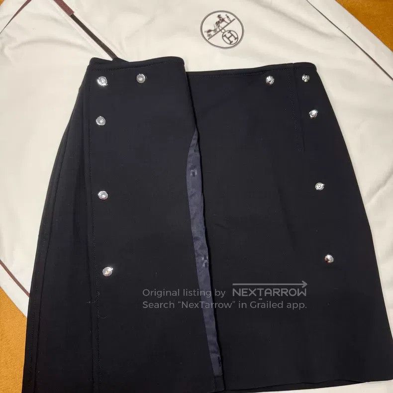 Hermes Hermes Black Stud Denim Short Skirt Size 42" / US 20 - 4 Thumbnail