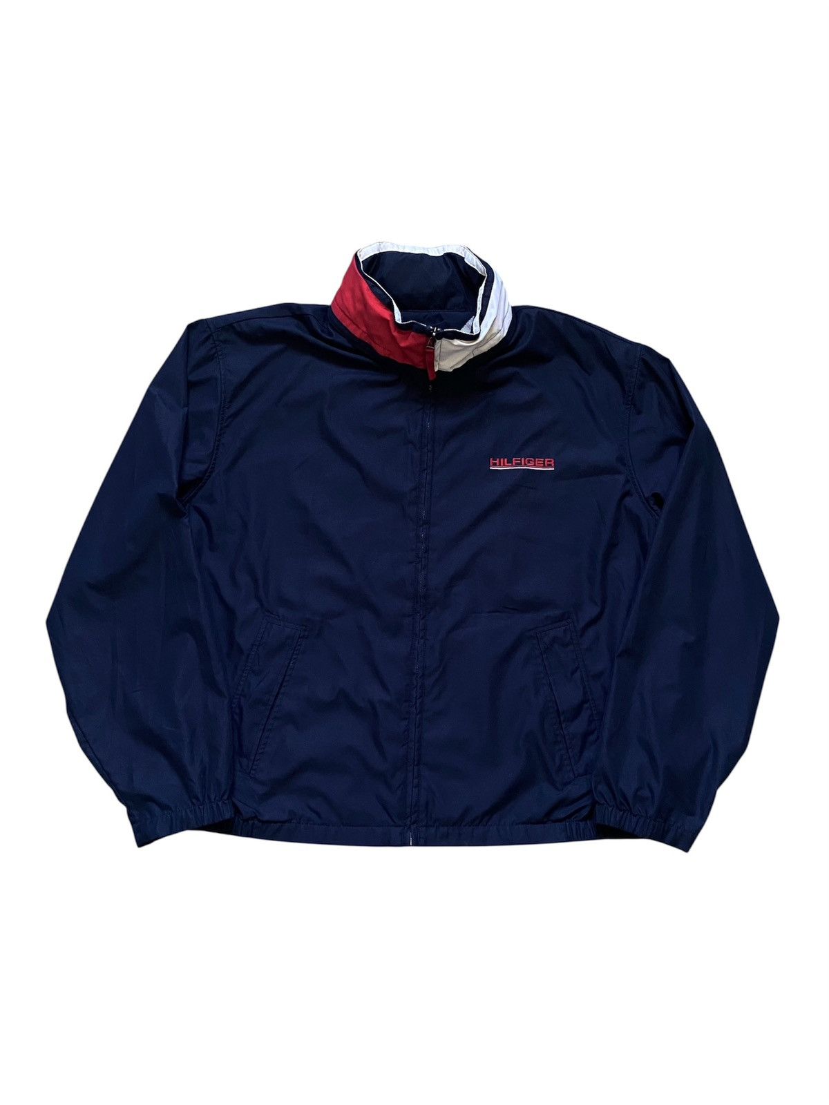 Tommy Hilfiger Tommy Hilfiger Vintage Navy Zip Jacket Embroidered Big Logo Size US XXL / EU 58 / 5 - 1 Thumbnail