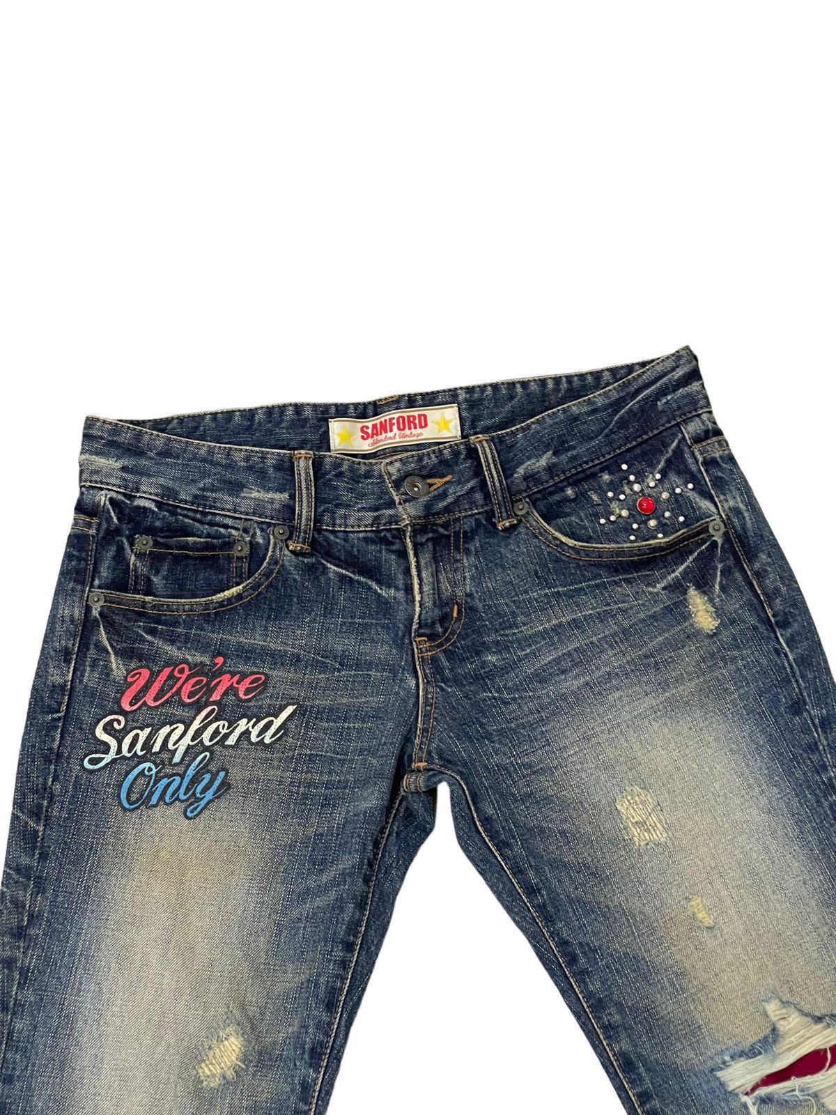 Japanese Brand Flare Jeans Sanford Distress Low Rise Boot Cut 8🟦1 Size US 30 / EU 46 - 9 Thumbnail