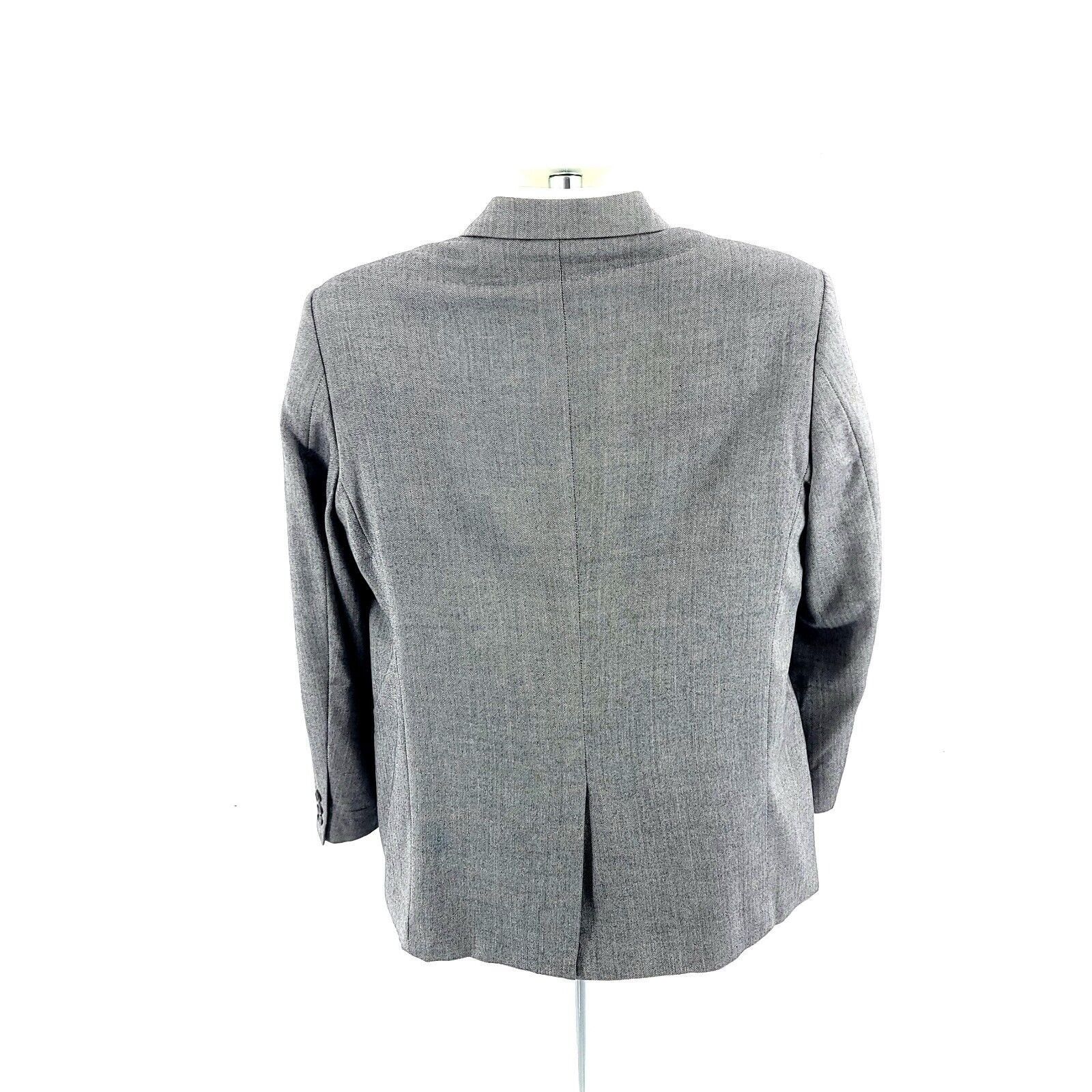 Alan Flusser Alan Flusser Silk Worsted Wool Gray Herringbone 2 Button Bla Size 40R - 6 Thumbnail