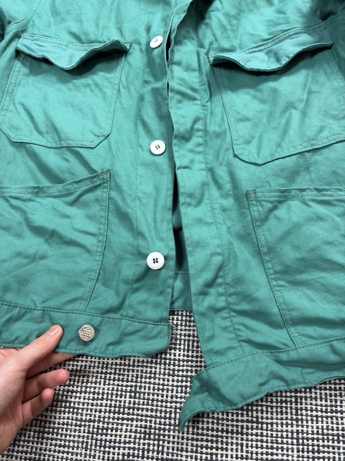 Le Laboureur 60s/70s German light green work cyclist jacket sanfor Size US S / EU 44-46 / 1 - 5 Thumbnail