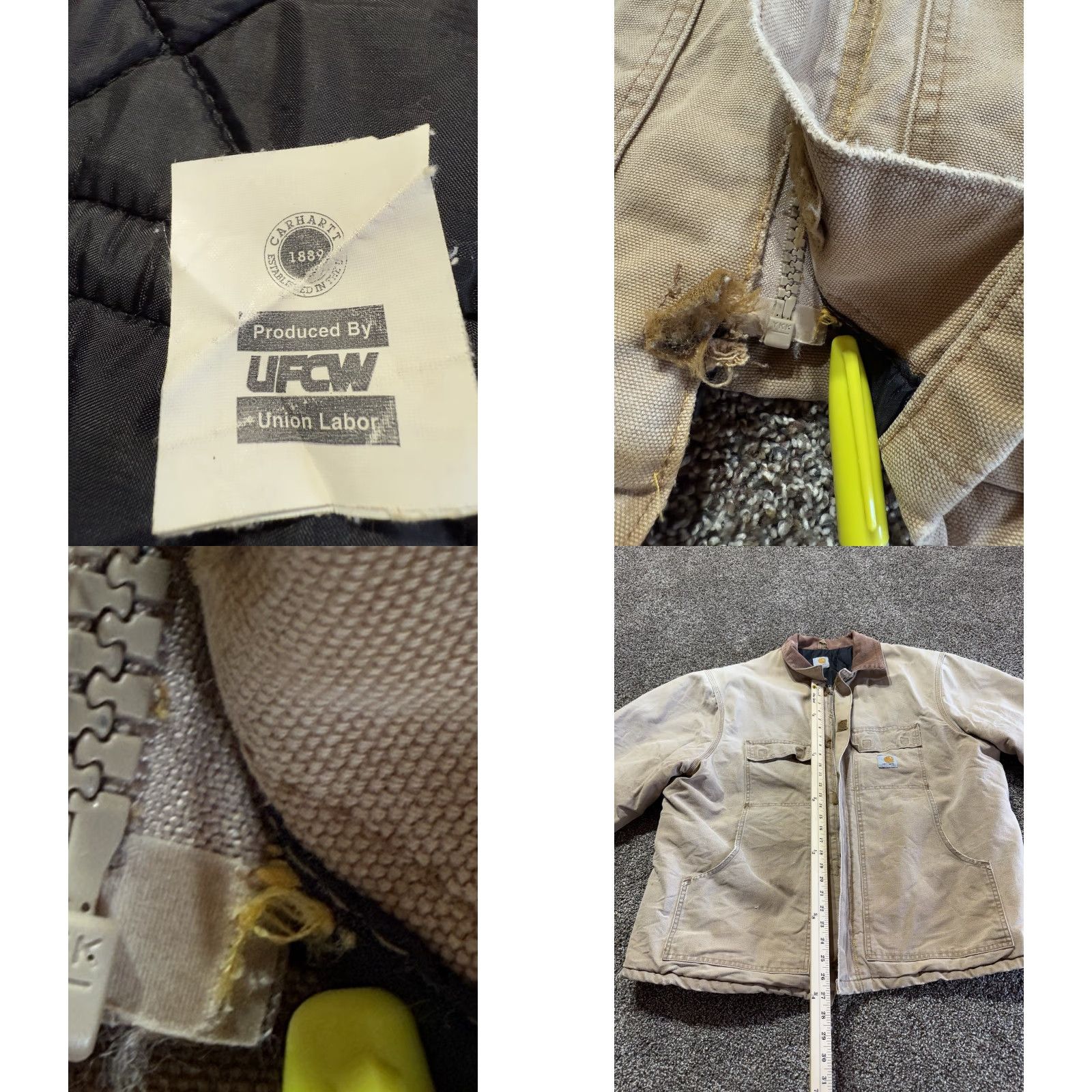 Carhartt VINTAGE Carhartt Jacket 2XL Tan Quilted Lined Coat 90s Workwear Zip Mid-Length USA 80s 90s outdoor Mens Size US XXL / EU 58 / 5 - 8 Thumbnail
