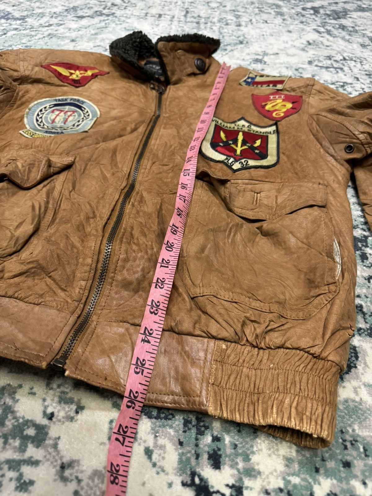 Vintage VINTAGE LAMB SKIN KOREAN TASK FORCE 77 LEATHER JACKET Size US L / EU 52-54 / 3 - 6 Thumbnail